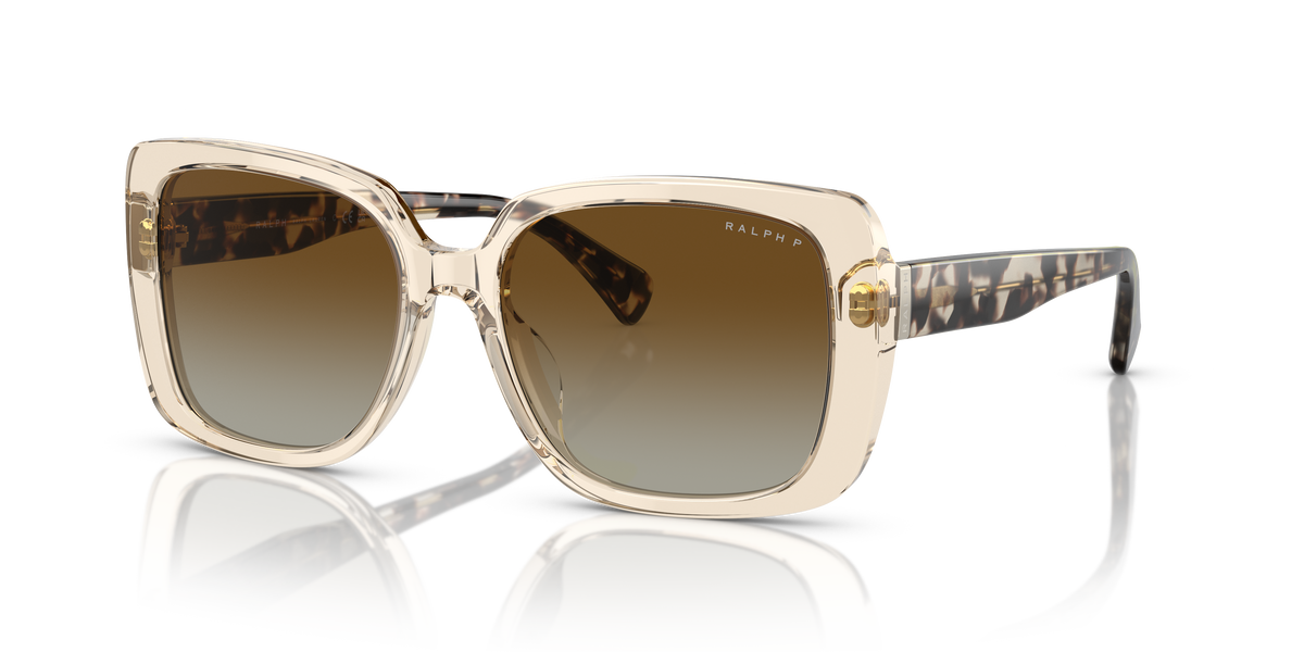 Ralph by Ralph Lauren RA5298U in Transparent Light Brown, three-quarter view #Colour_Transparent Light Brown / Brown Gradient Polarised (6072T5)