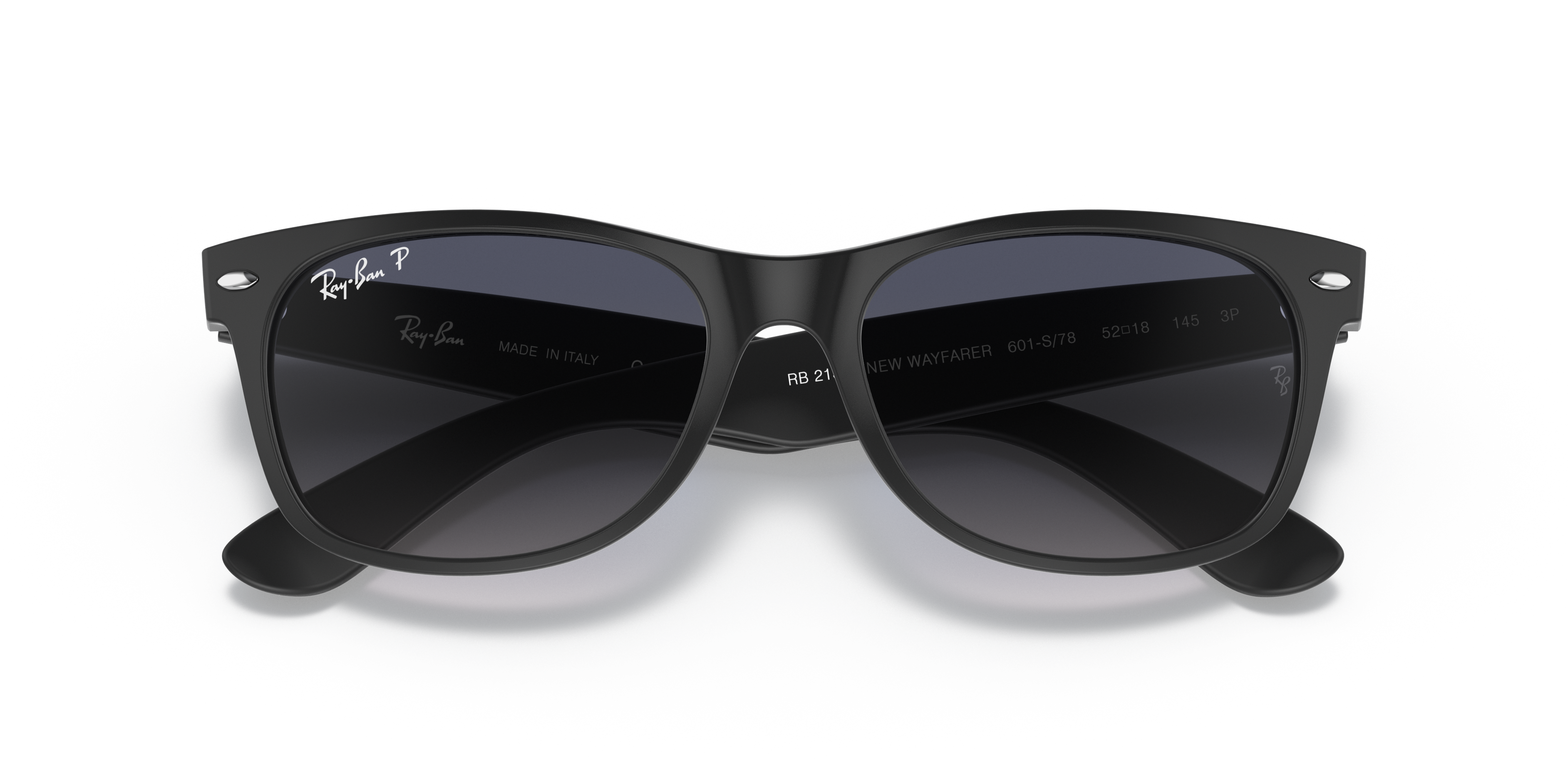 Ray-Ban New Wayfarer RB2132 in Black (601S78), front detail view #Colour_Black (601S78)