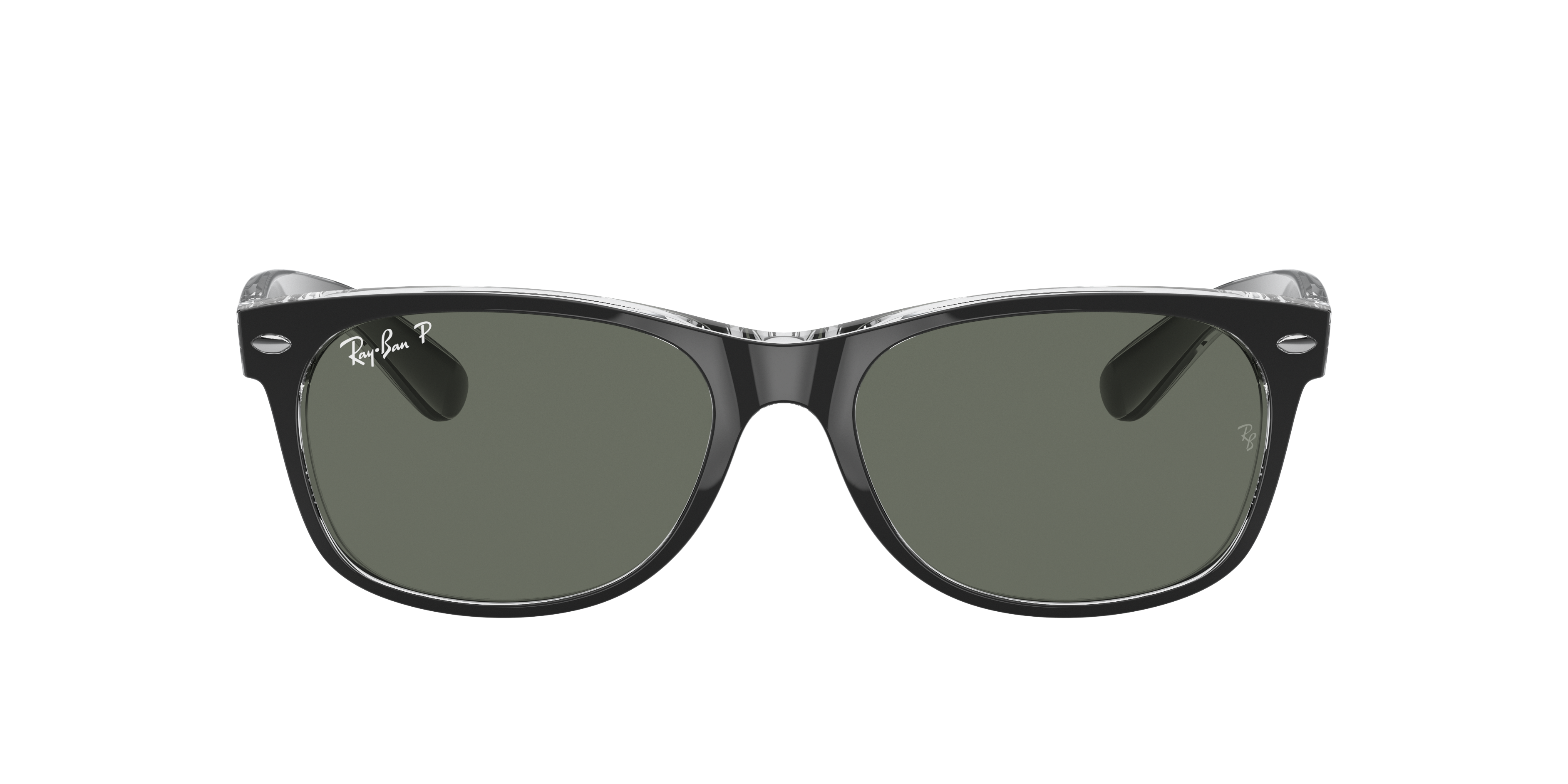 Ray-Ban New Wayfarer RB2132 in Black On Transparent (605258), front view #Colour_Black On Transparent (605258)