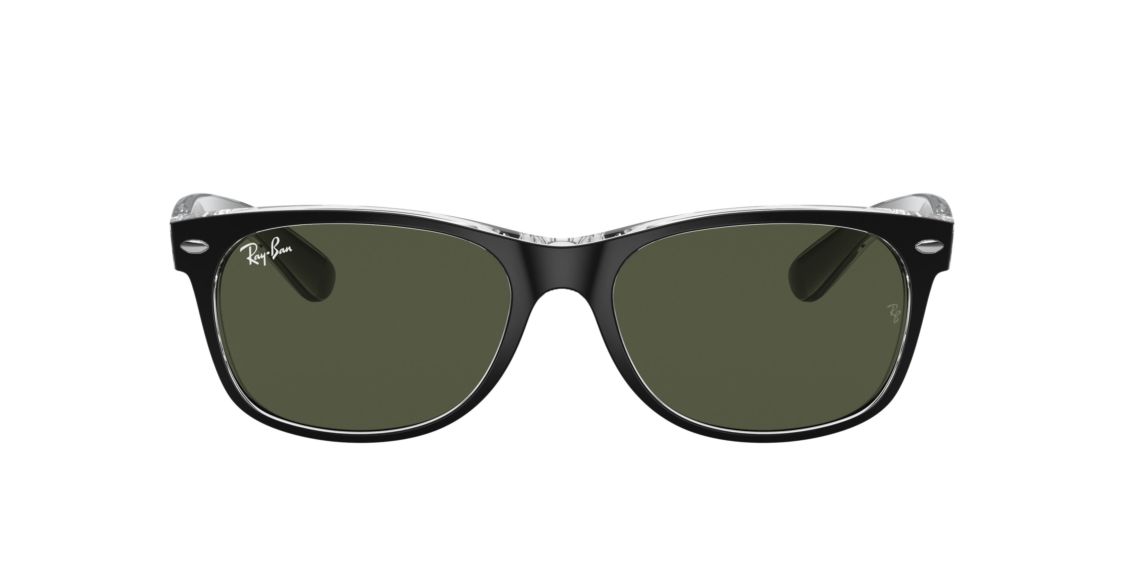 Ray-Ban New Wayfarer RB2132 in Black On Transparent (6052), front view #Colour_Black On Transparent (6052)