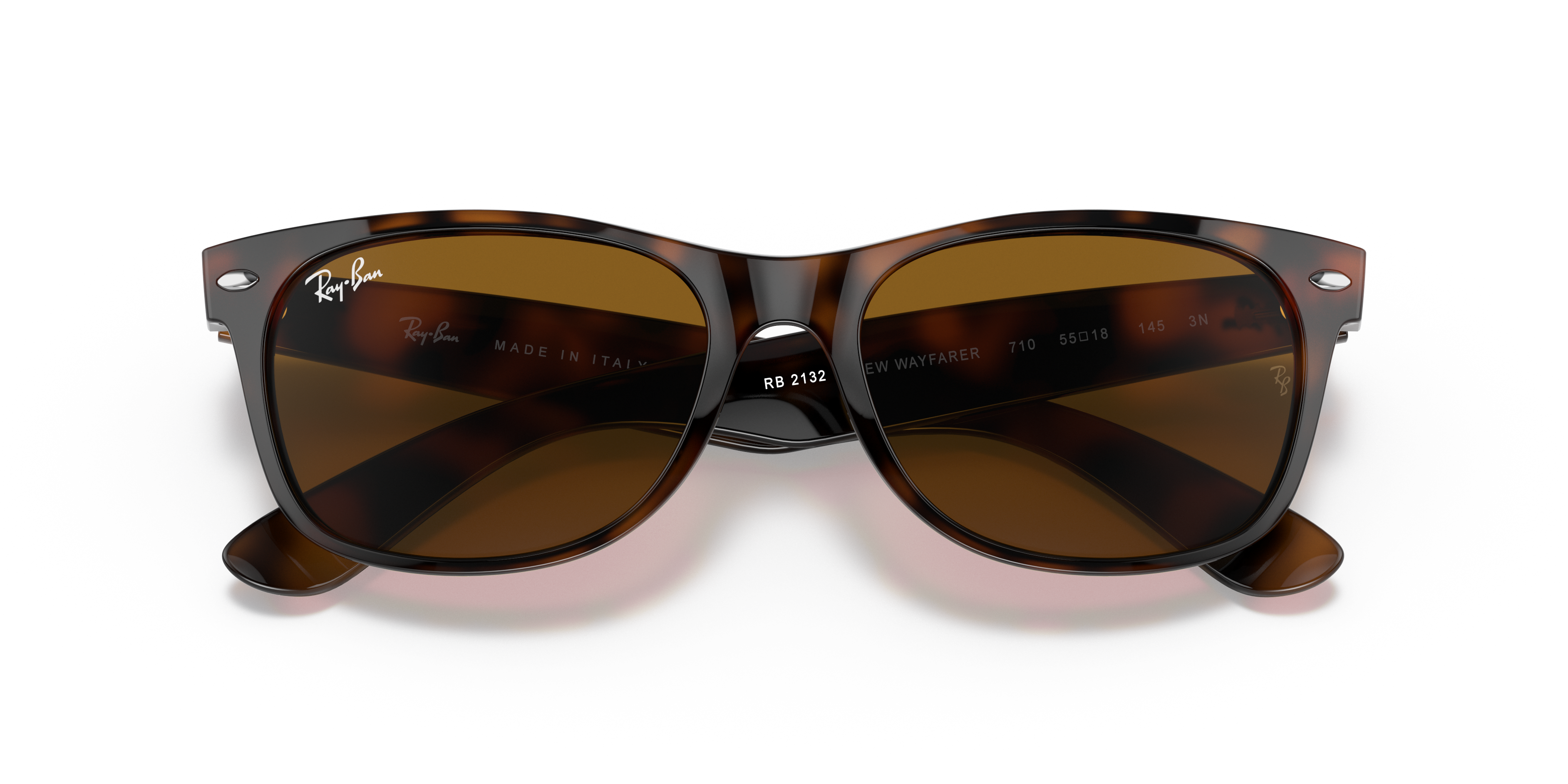 Ray-Ban New Wayfarer RB2132 in Light Havana, front detail view #Colour_Light Havana