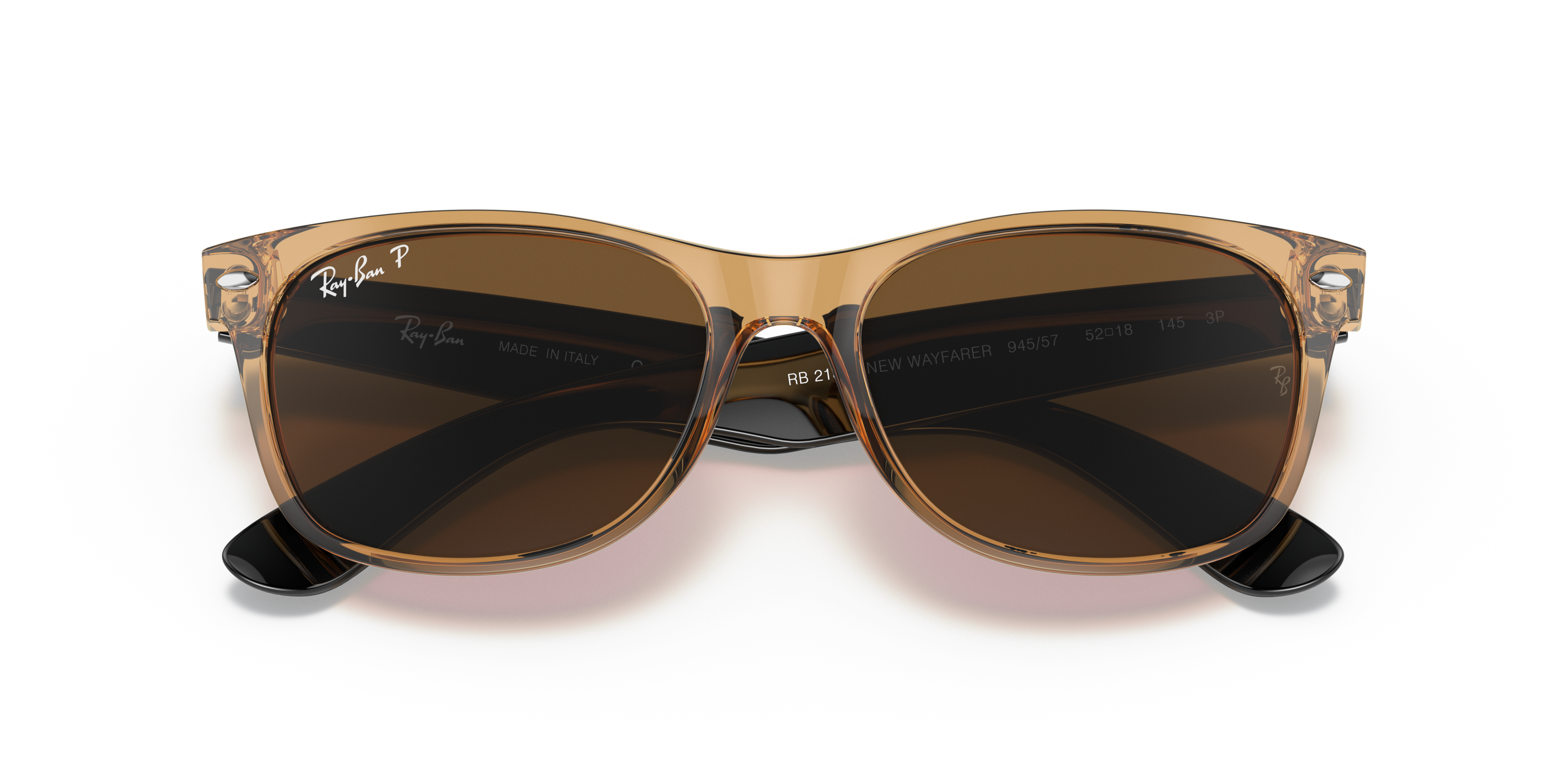 Ray-Ban New Wayfarer RB2132 in Honey, front detail view #Colour_Honey