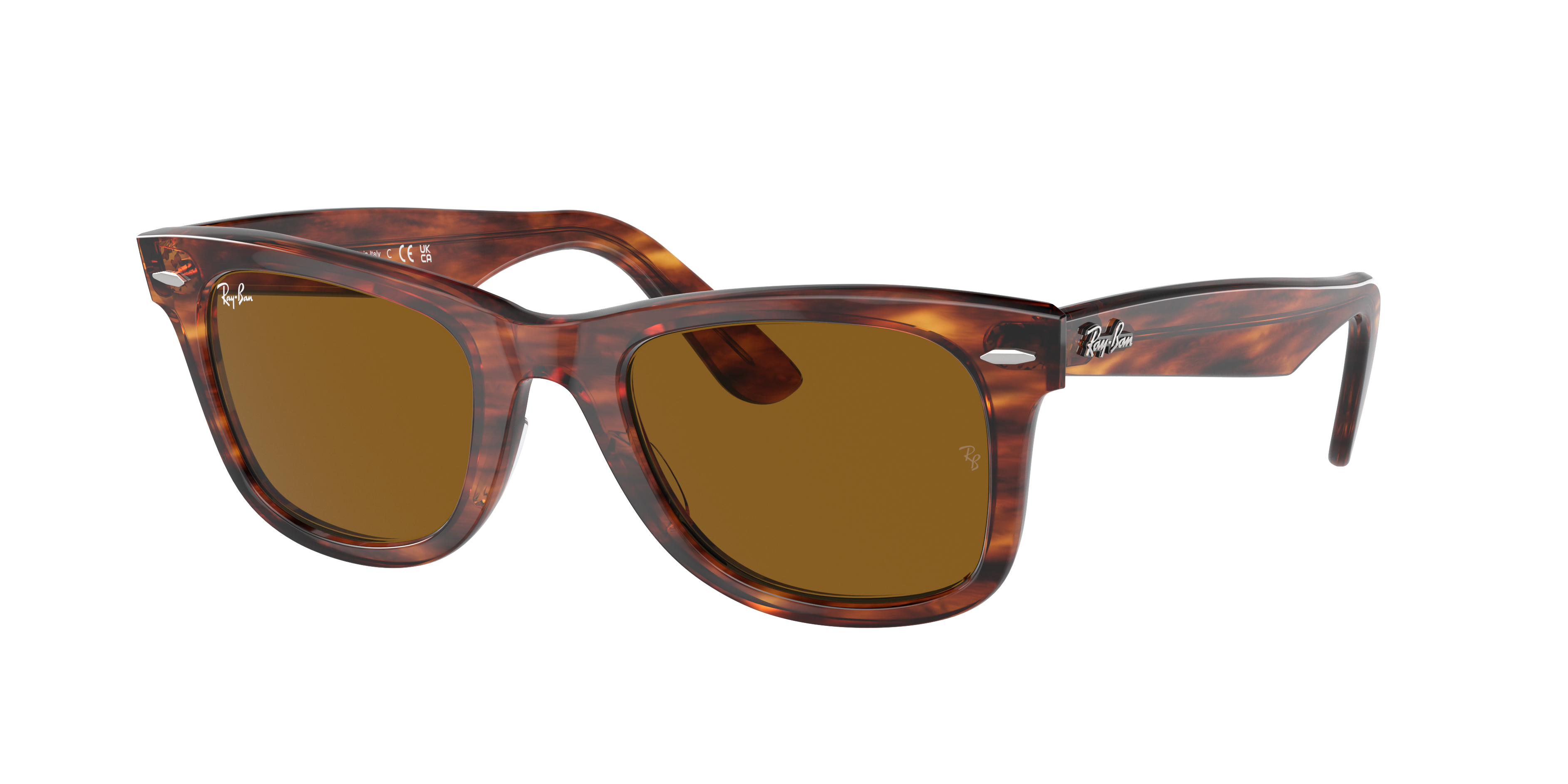 Ray-Ban Wayfarer RB2140 in Striped Havana, three-quarter view #Colour_Striped Havana