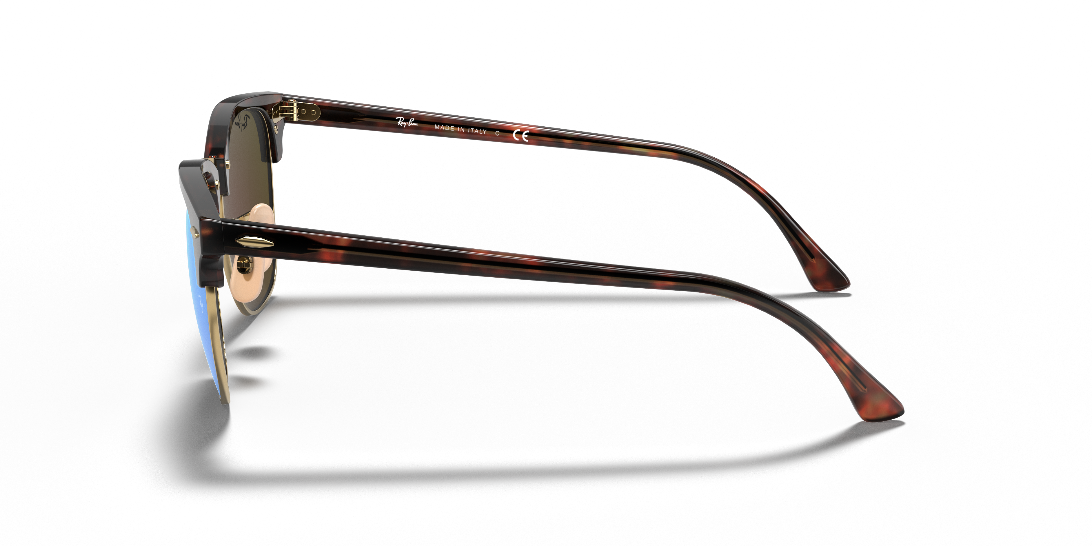 Ray-Ban Clubmaster RB3016 in Havana On Gold, side view #Colour_Havana On Gold