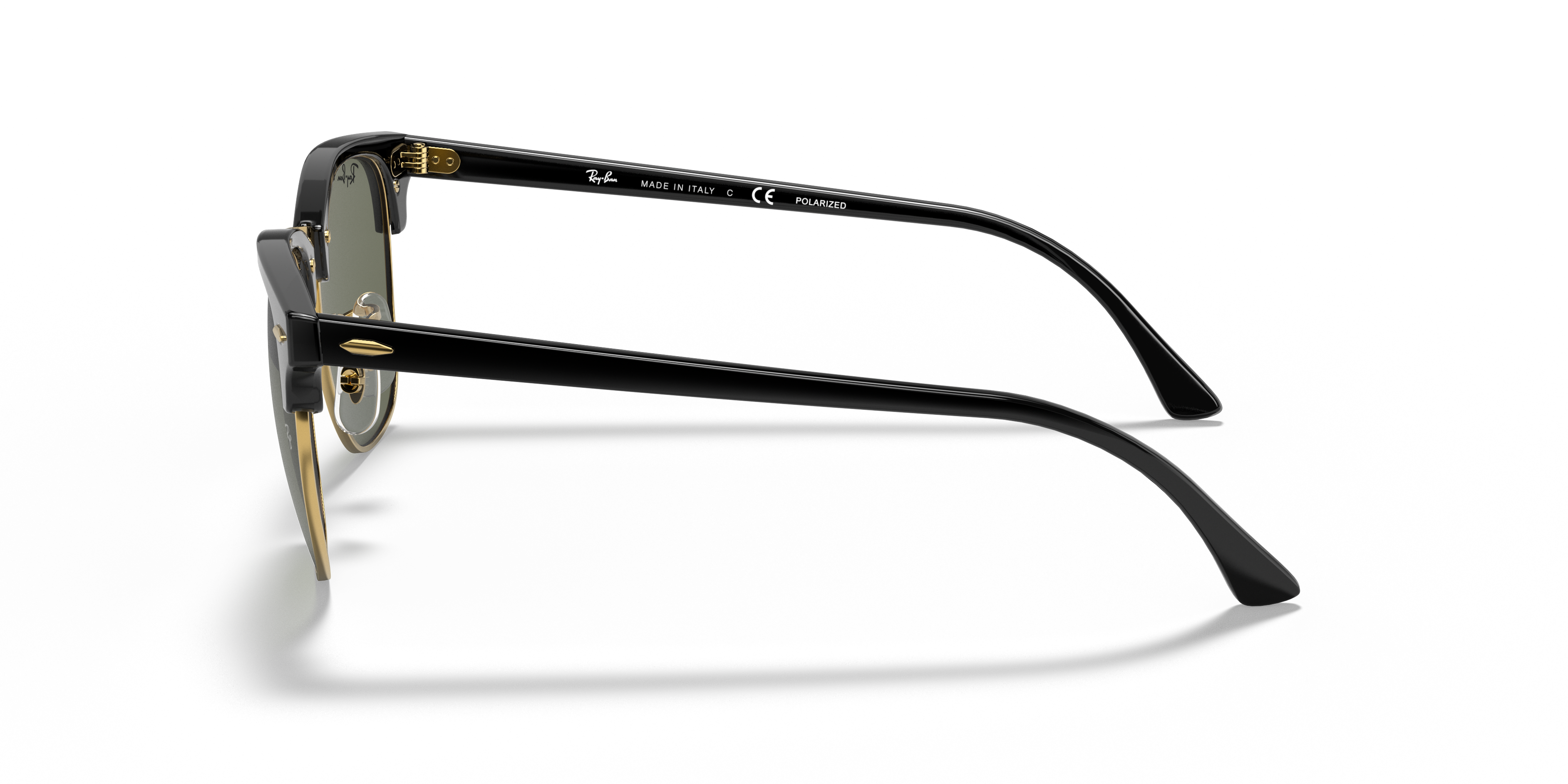 Ray-Ban Clubmaster RB3016 in Black & Gold, side view #Colour_Black & Gold