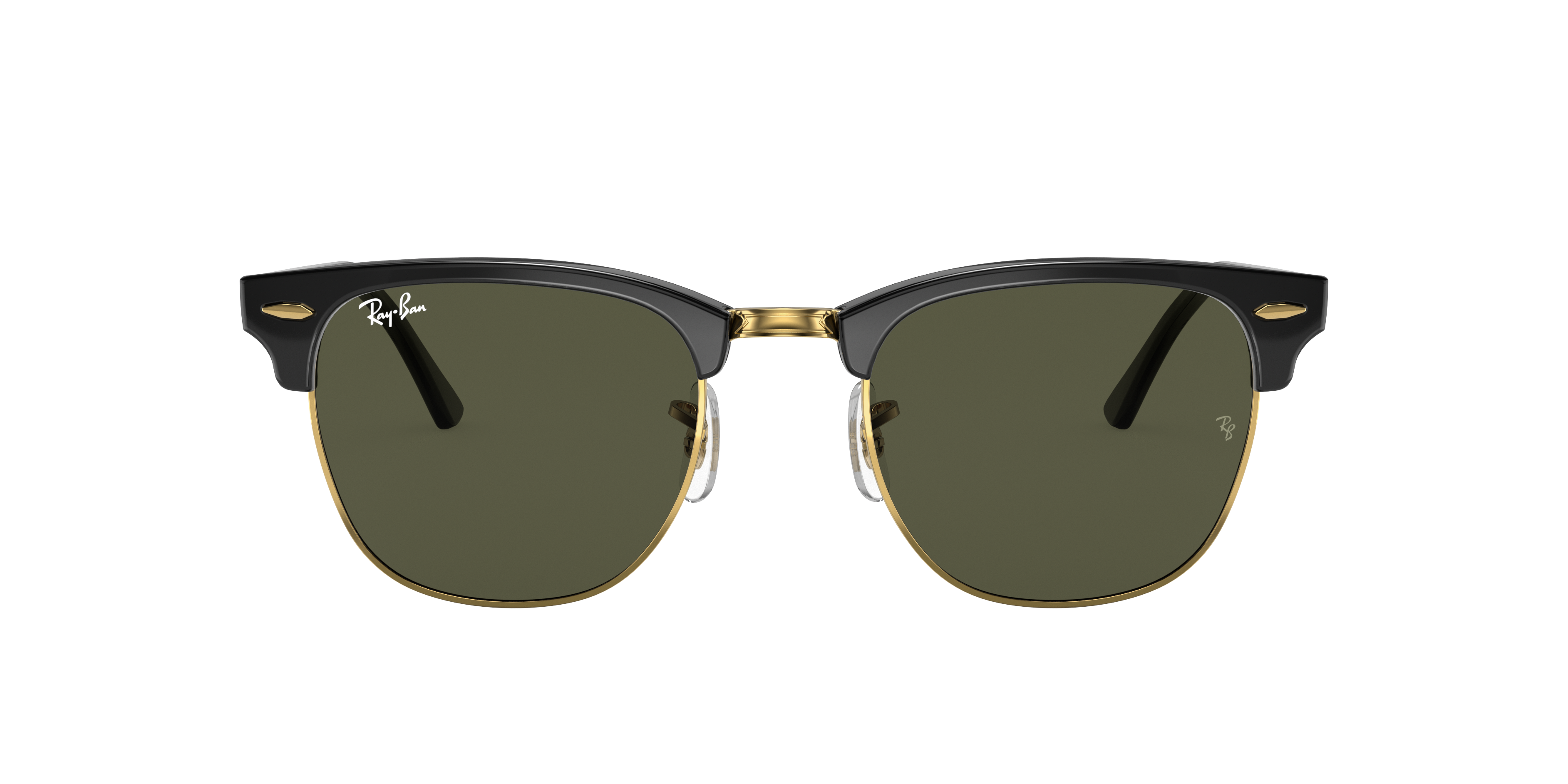 Ray-Ban Clubmaster RB3016 in Black On Gold, front view #Colour_Black On Gold
