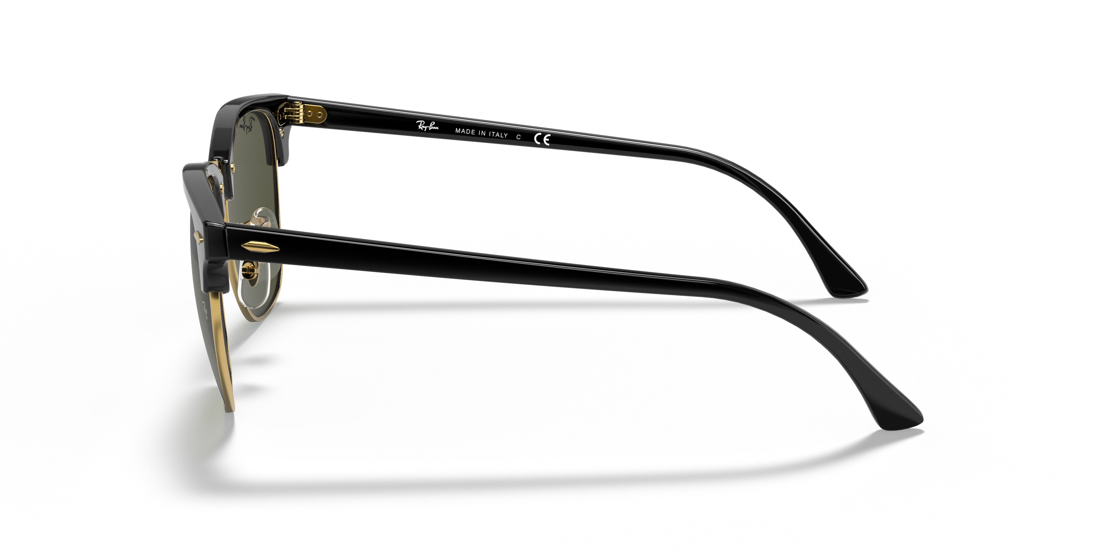Ray-Ban Clubmaster RB3016 in Black On Gold, side view #Colour_Black On Gold