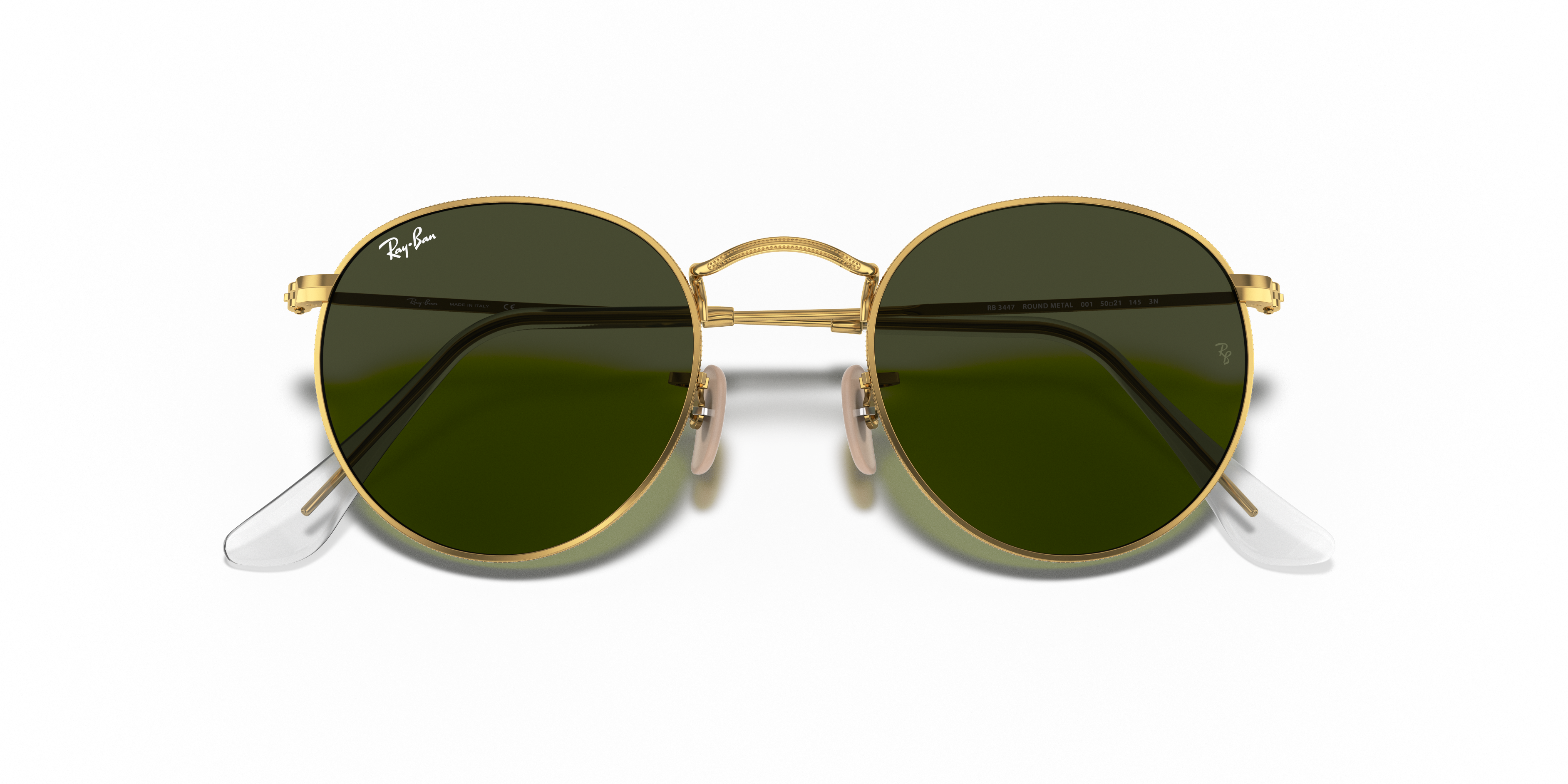 Ray-Ban Round Metal RB3447 in Arista Gold, front detail view #Colour_Arista Gold