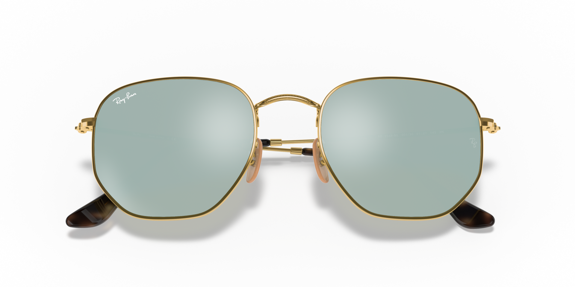 Ray-Ban Hexagonal RB3548N in Arista Gold / Silver Flash, front detail view #Colour_Arista Gold / Silver Flash (001/30)