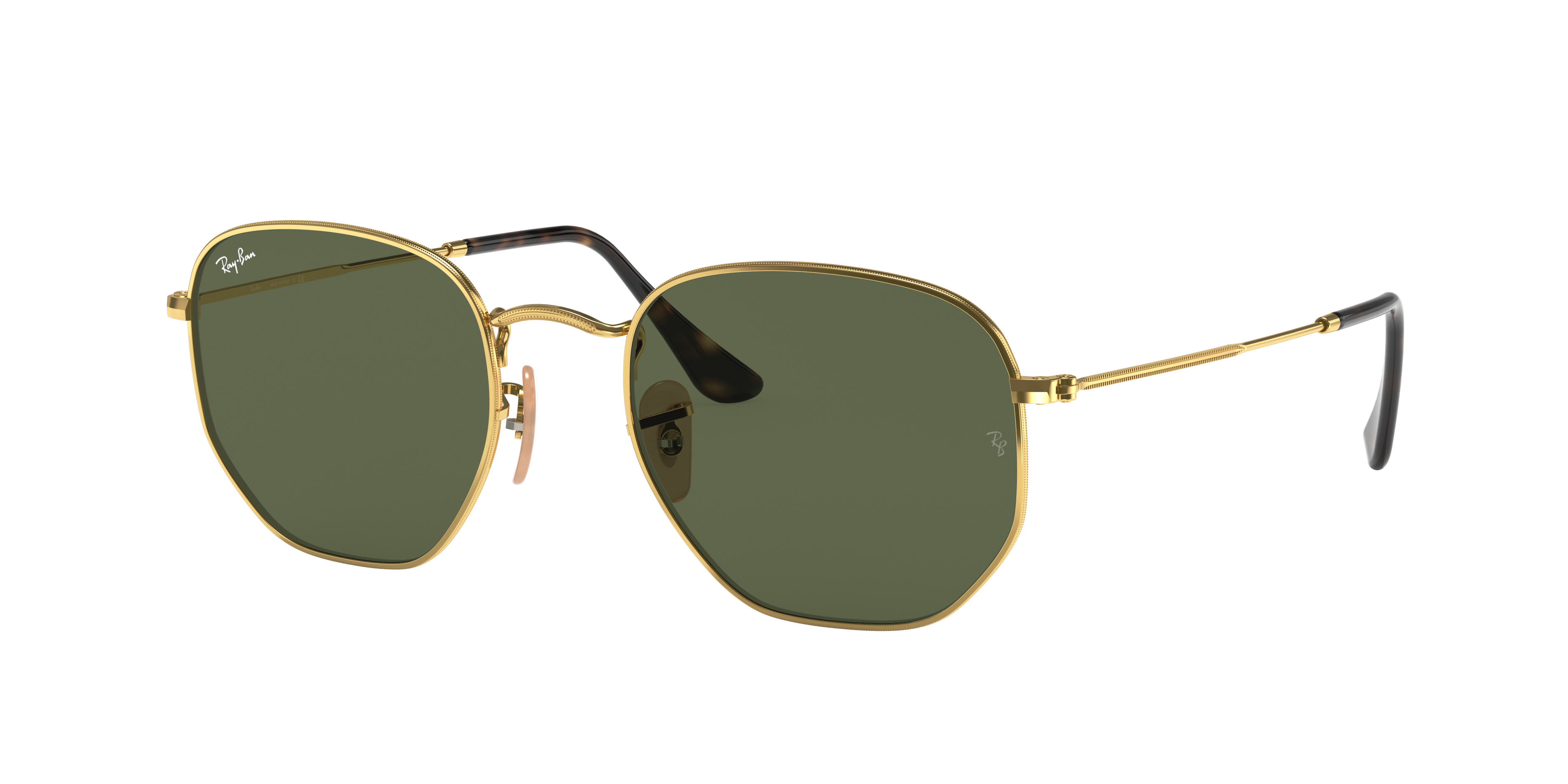Ray-Ban Hexagonal RB3548N in Arista Gold, three-quarter view #Colour_Arista Gold
