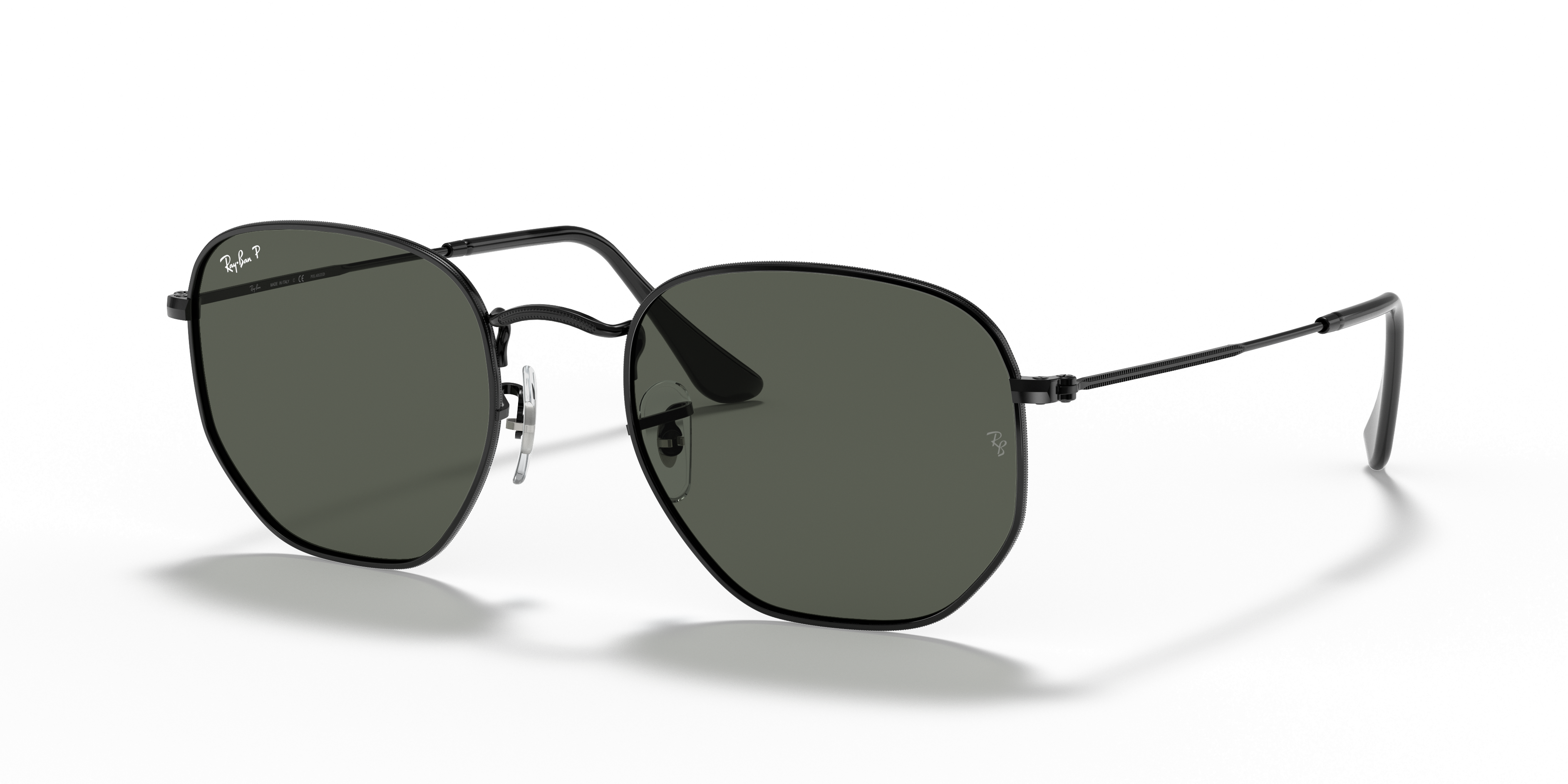 Ray-Ban Hexagonal RB3548N in Black, three-quarter view #Colour_Black