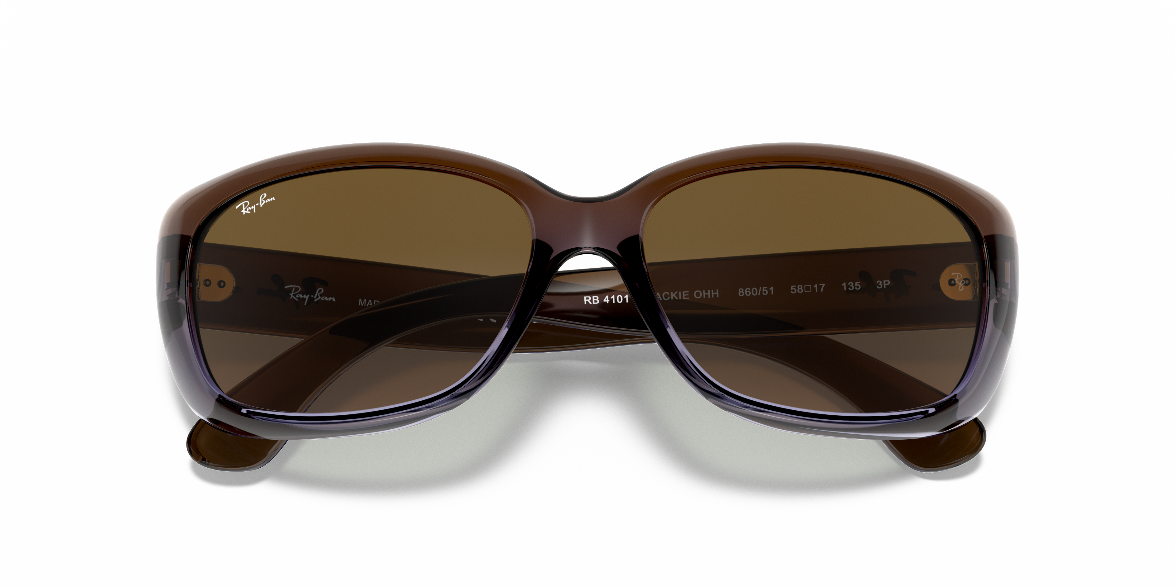 Ray-Ban Jackie Ohh RB4101 in Brown, front detail view #Colour_Brown
