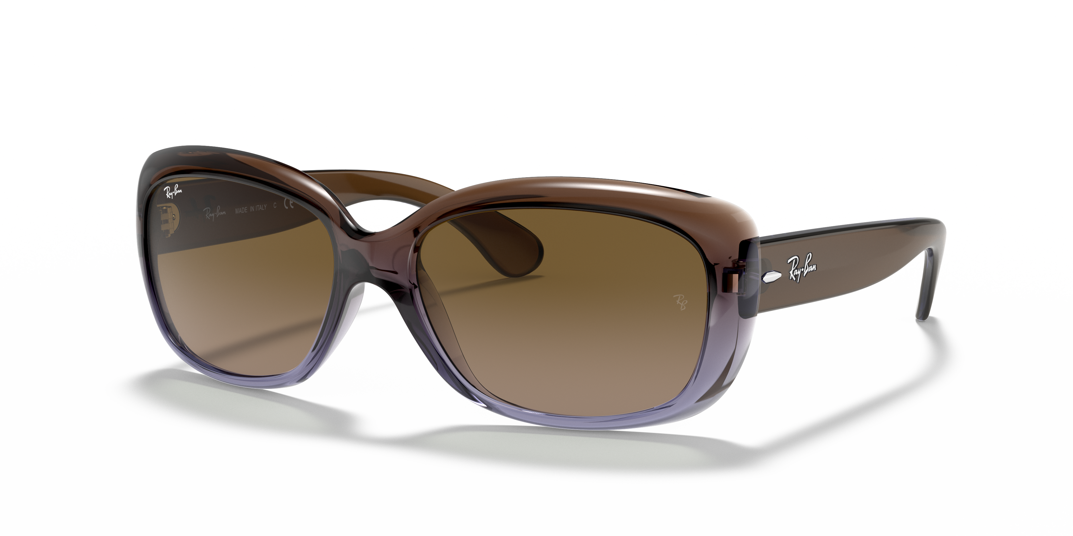 Ray-Ban Jackie Ohh RB4101 in Brown, three-quarter view #Colour_Brown