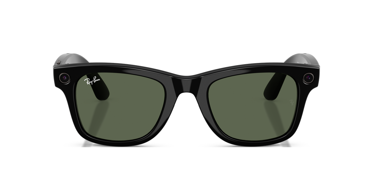 Ray-Ban Meta Wayfarer RW4012 in Shiny Black / G-15 Green, front view #Colour_Shiny Black / G-15 Green (601/71)