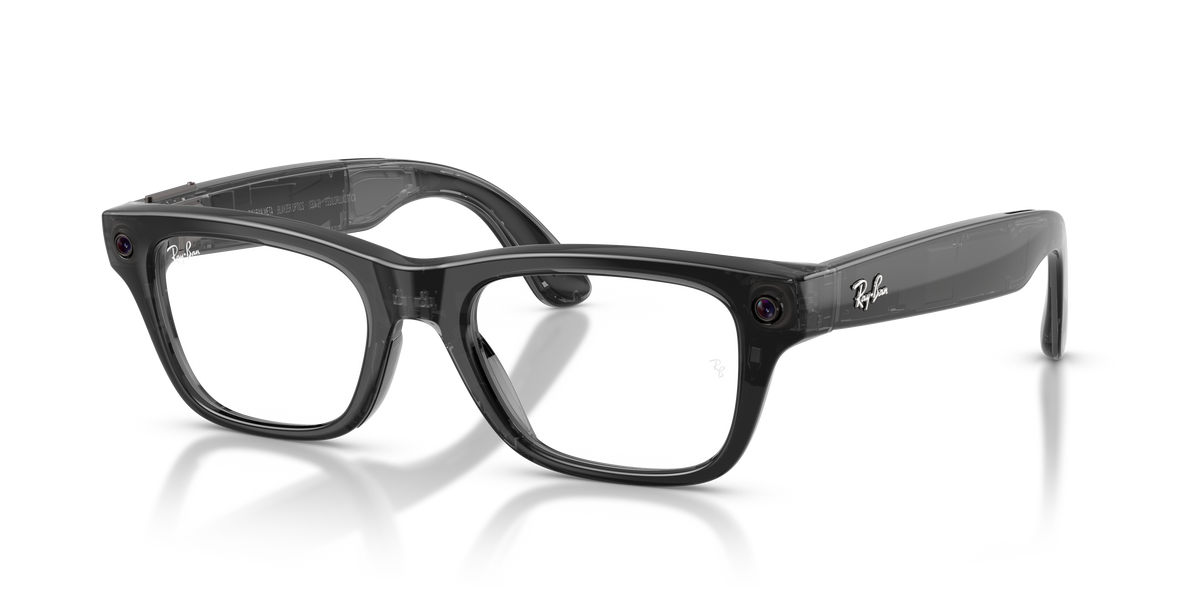 Ray-Ban Meta Blayzer Optics RW7001 in Transparent Black, three-quarter view #Colour_Transparent Black (8526)