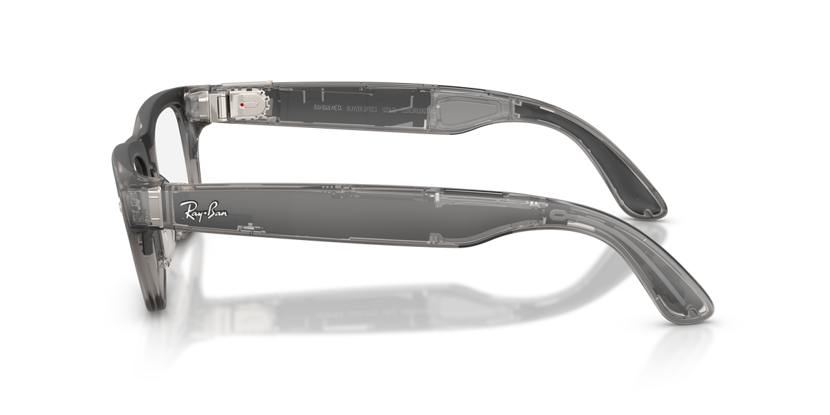 Ray-Ban Meta Blayzer Optics RW7001 in Transparent Ice Grey, side view #Colour_Transparent Ice Grey (8529)