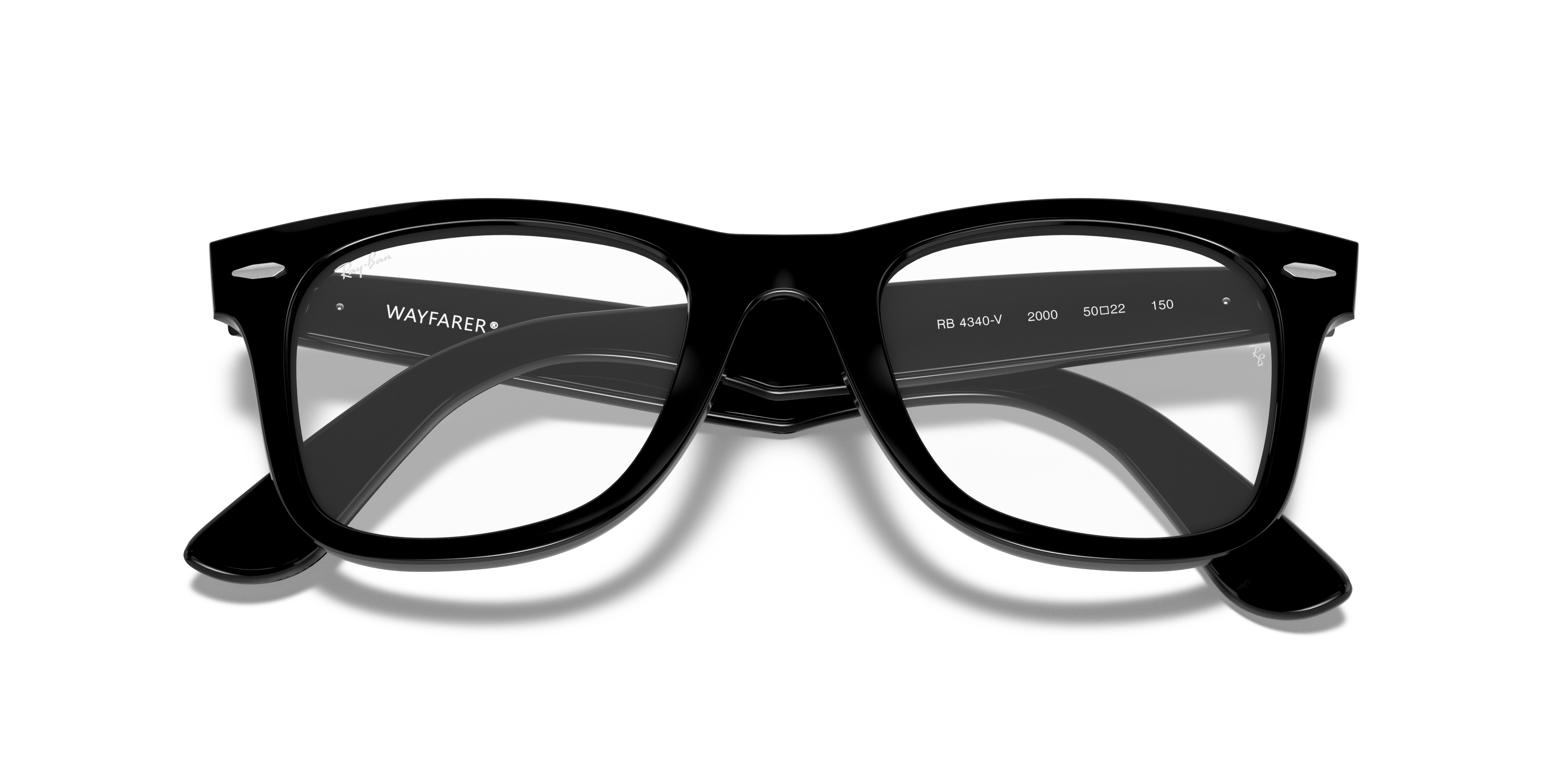 Ray-Ban Wayfarer Ease RX4340V in Black, front detail view #Colour_Black