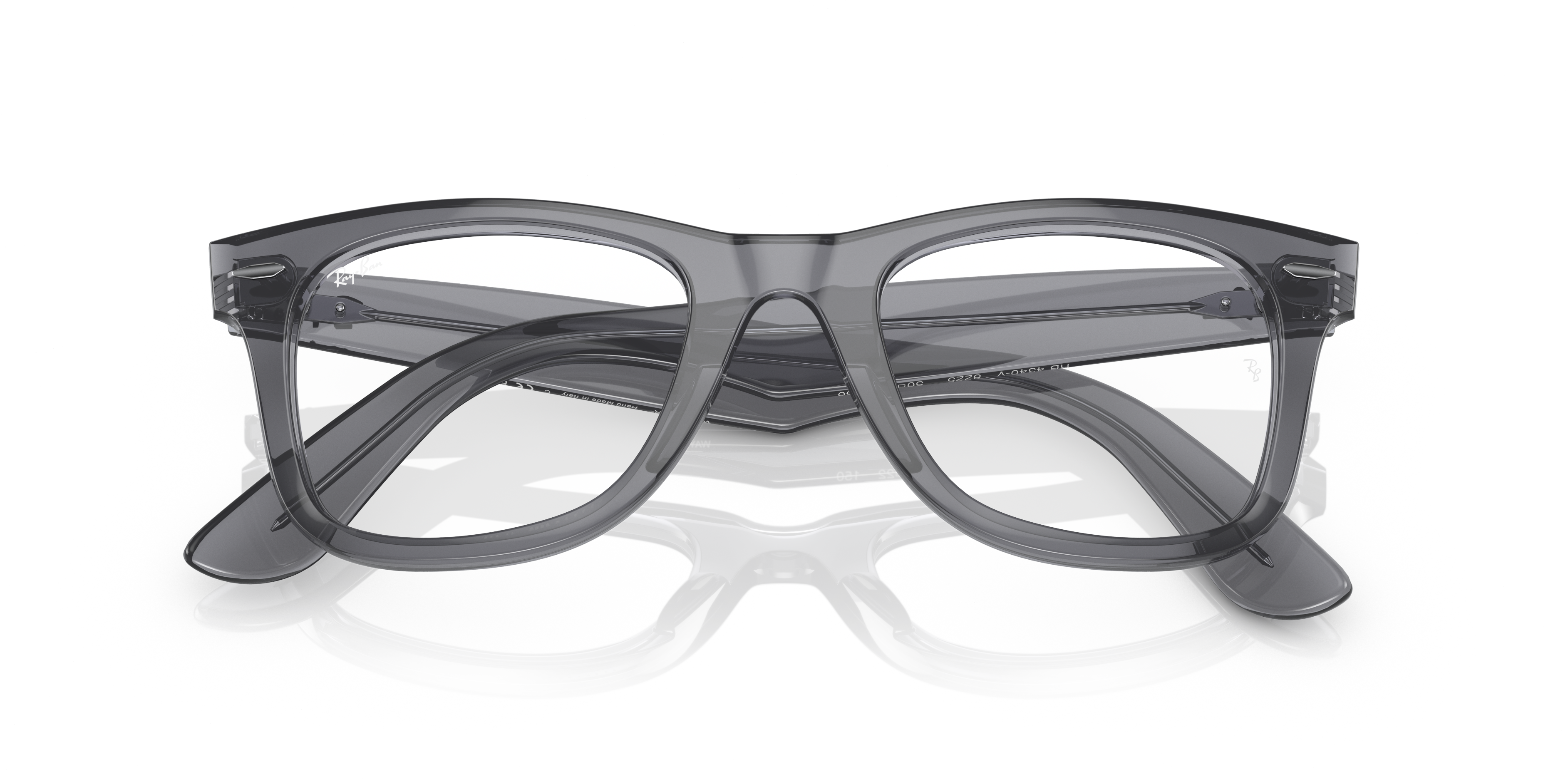 Ray-Ban Wayfarer Ease RX4340V in Transparent Grey, front detail view #Colour_Transparent Grey