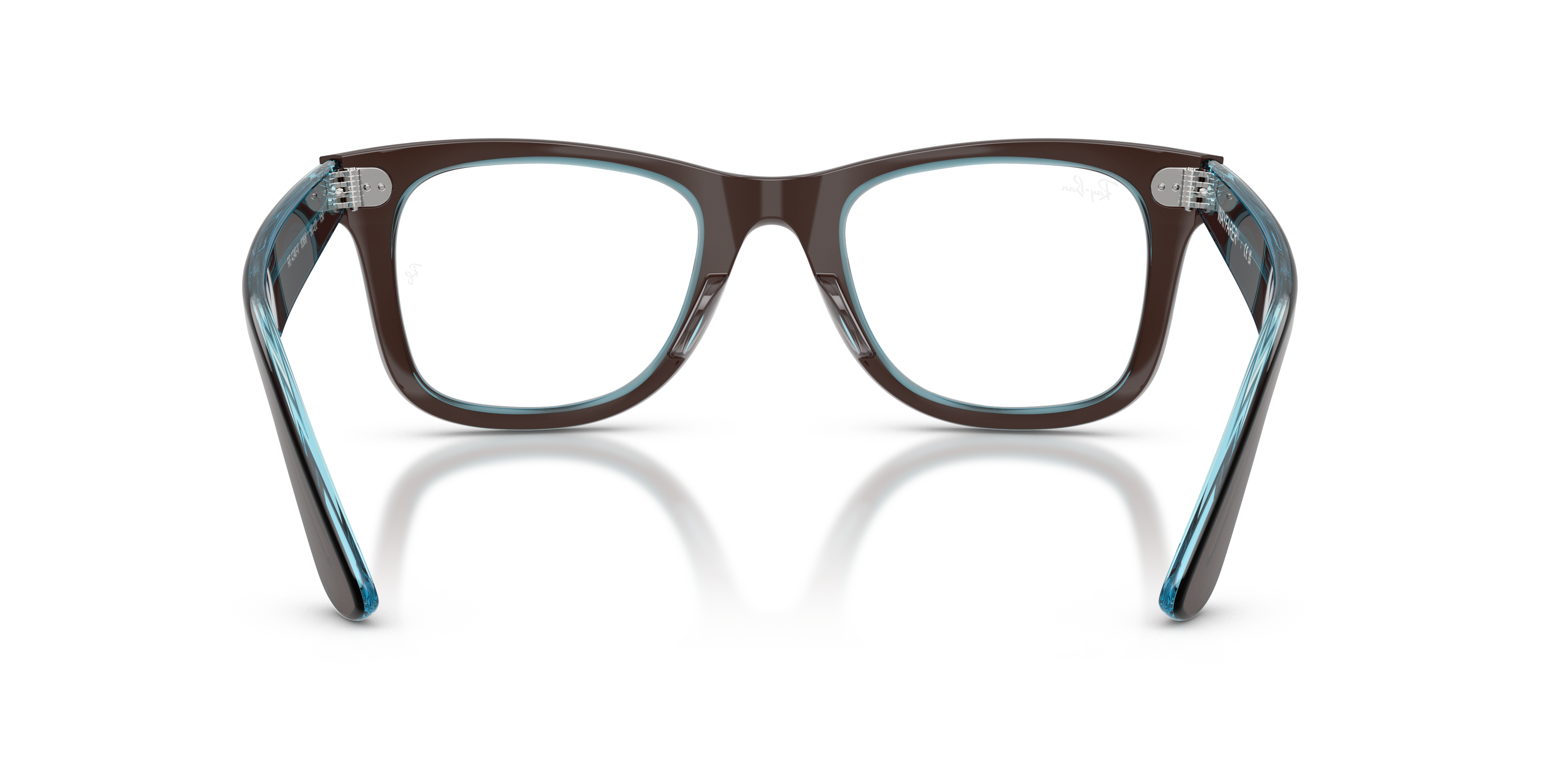 Ray-Ban Wayfarer Ease RX4340V in Brown On Transparent Blue, back view #Colour_Brown On Transparent Blue
