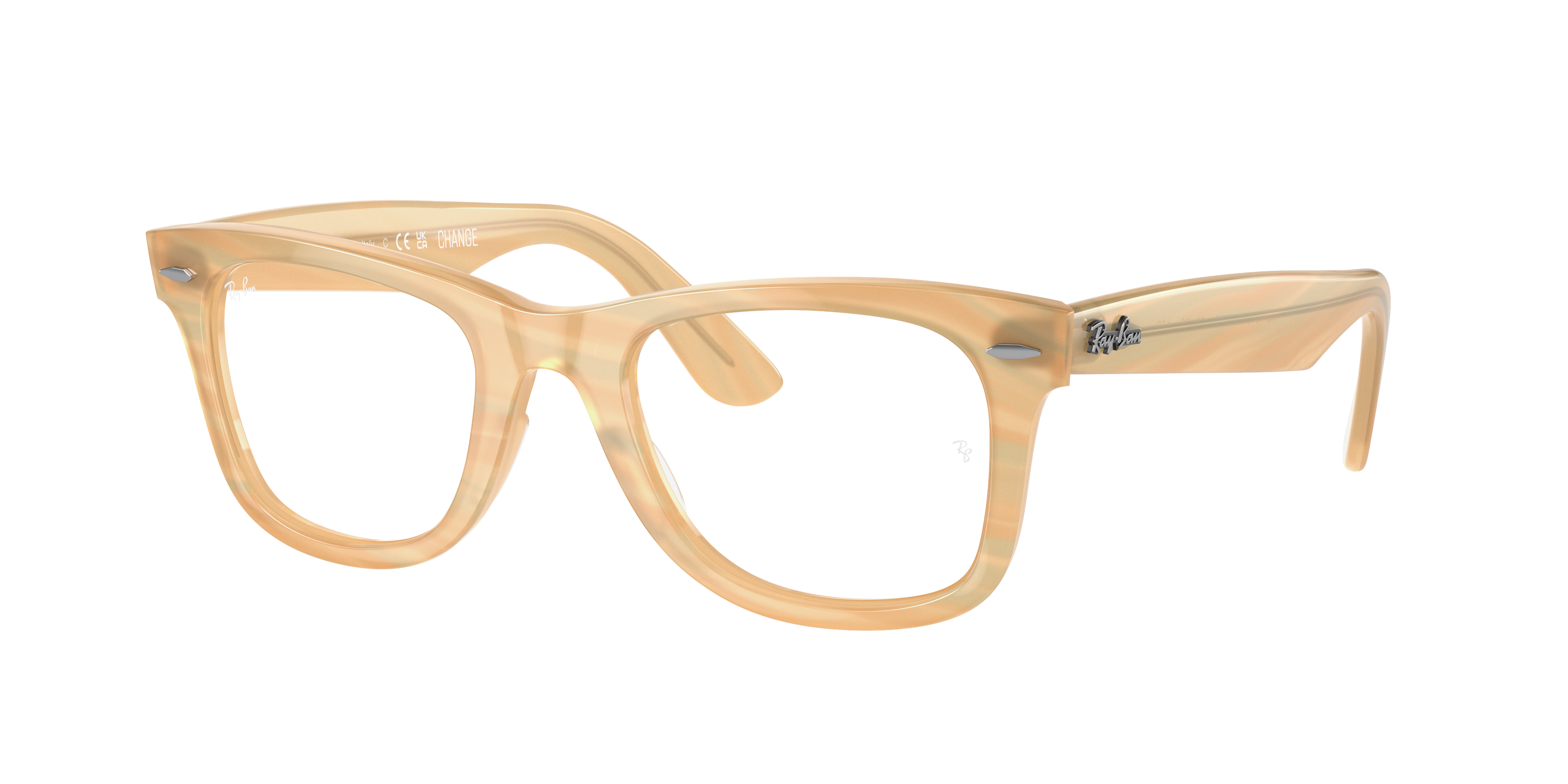 Ray-Ban Wayfarer Ease RX4340V in Photo Striped Brown, three-quarter view #Colour_Photo Striped Brown
