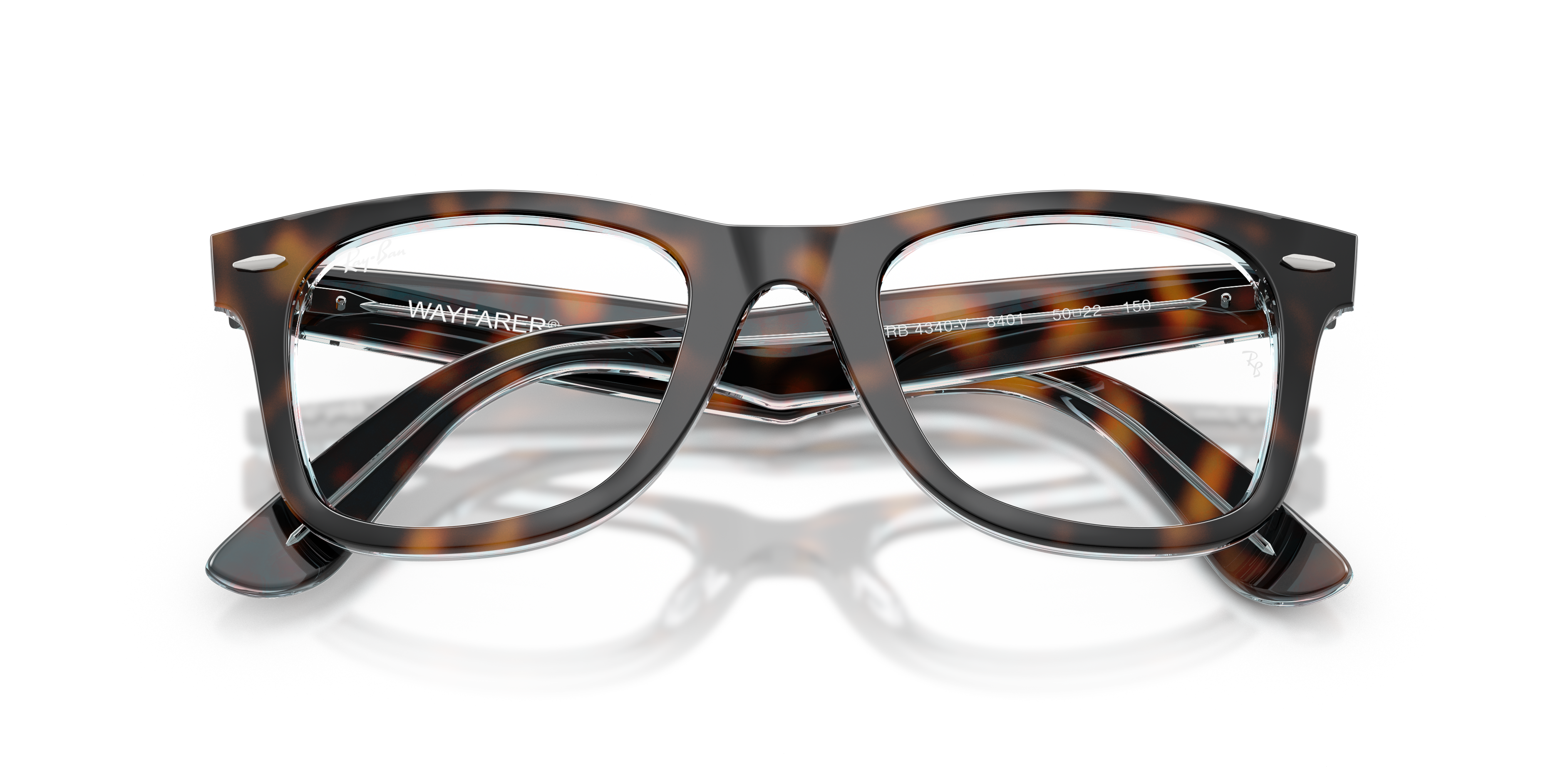 Ray-Ban Wayfarer Ease RX4340V in Dark Havana On Multicolour, front detail view #Colour_Dark Havana On Multicolour