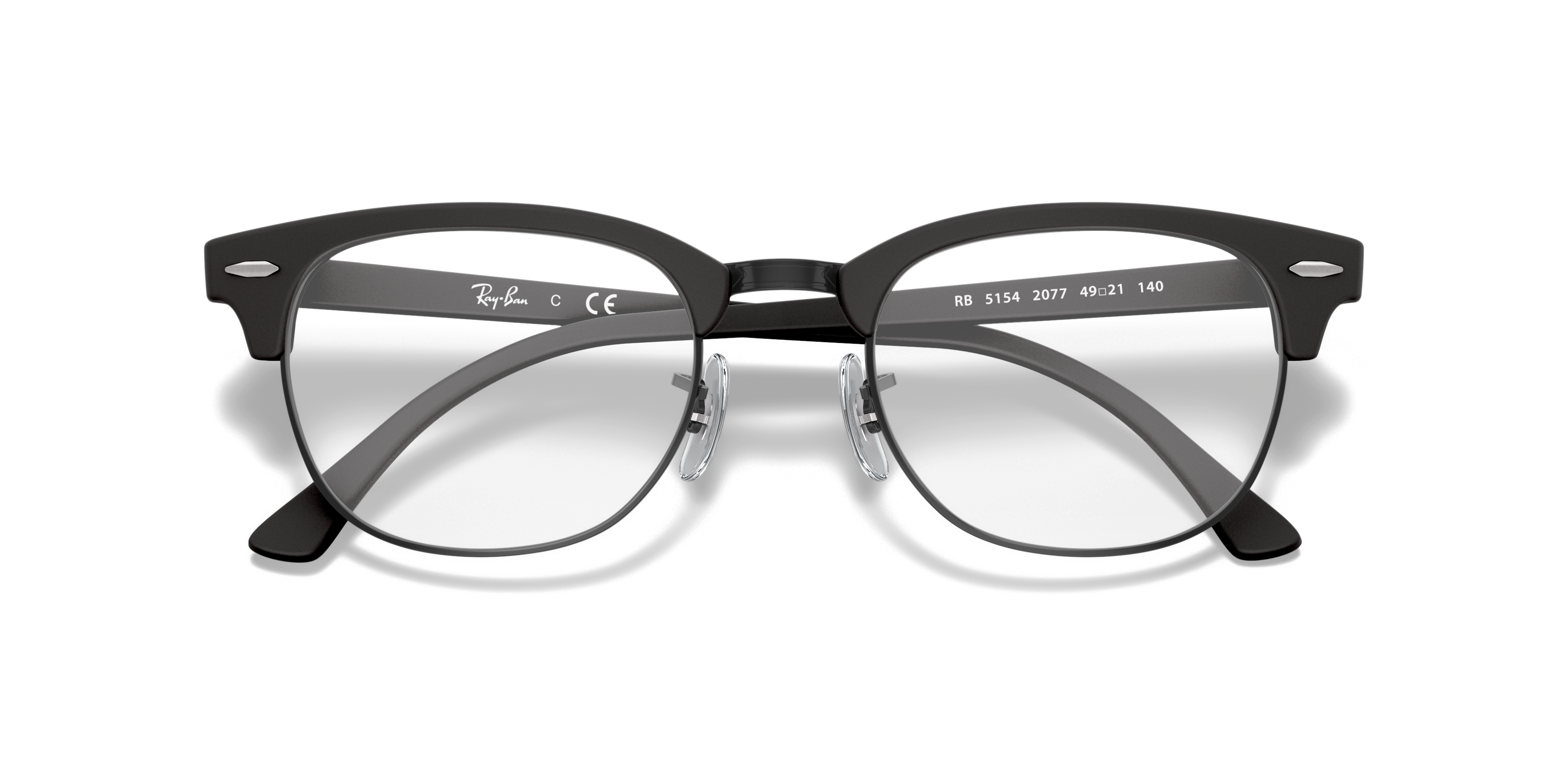 Ray-Ban Clubmaster RX5154 in Black, front detail view #Colour_Black