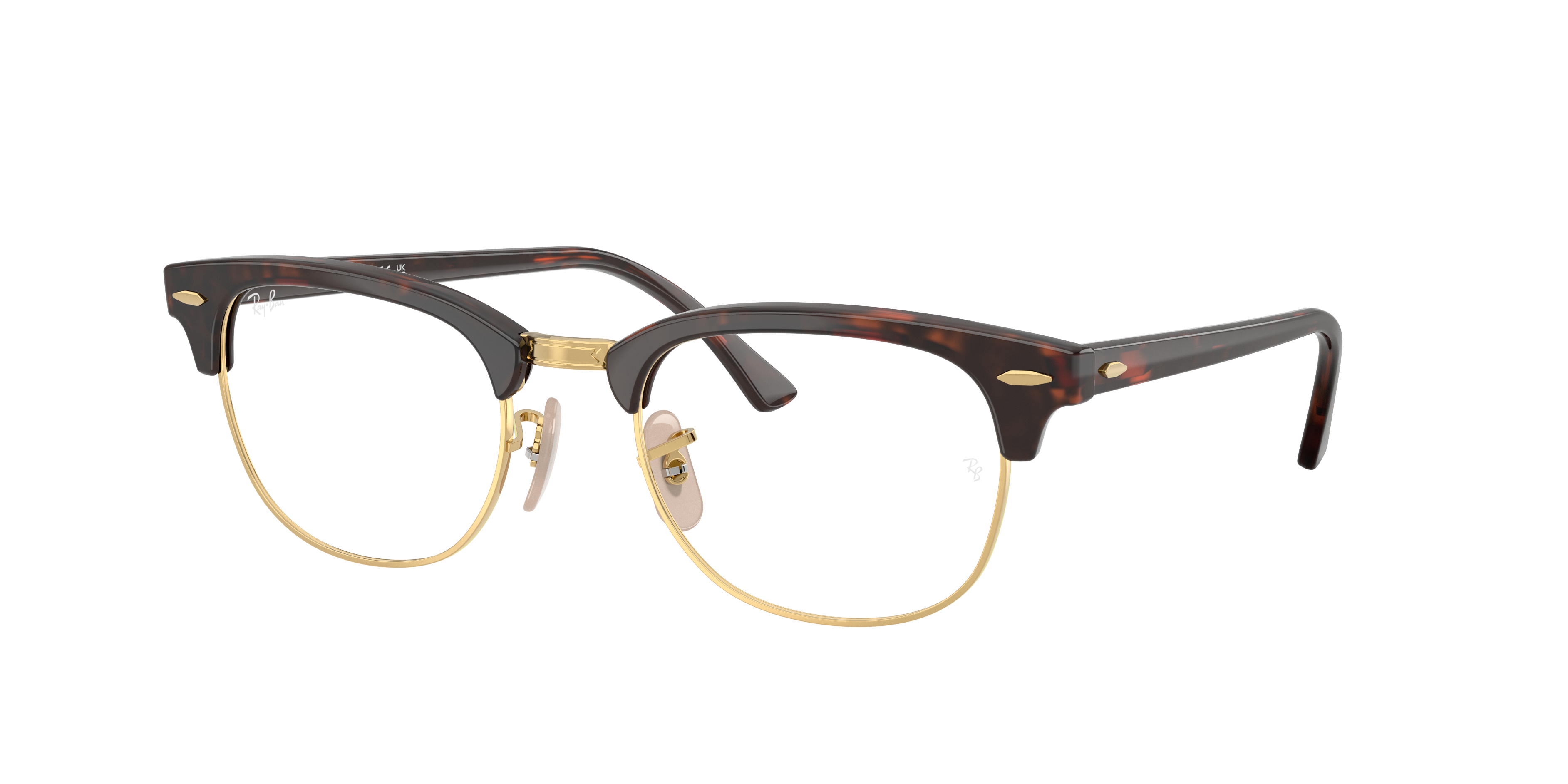 Ray-Ban Clubmaster RX5154 in Red Havana, three-quarter view #Colour_Red Havana