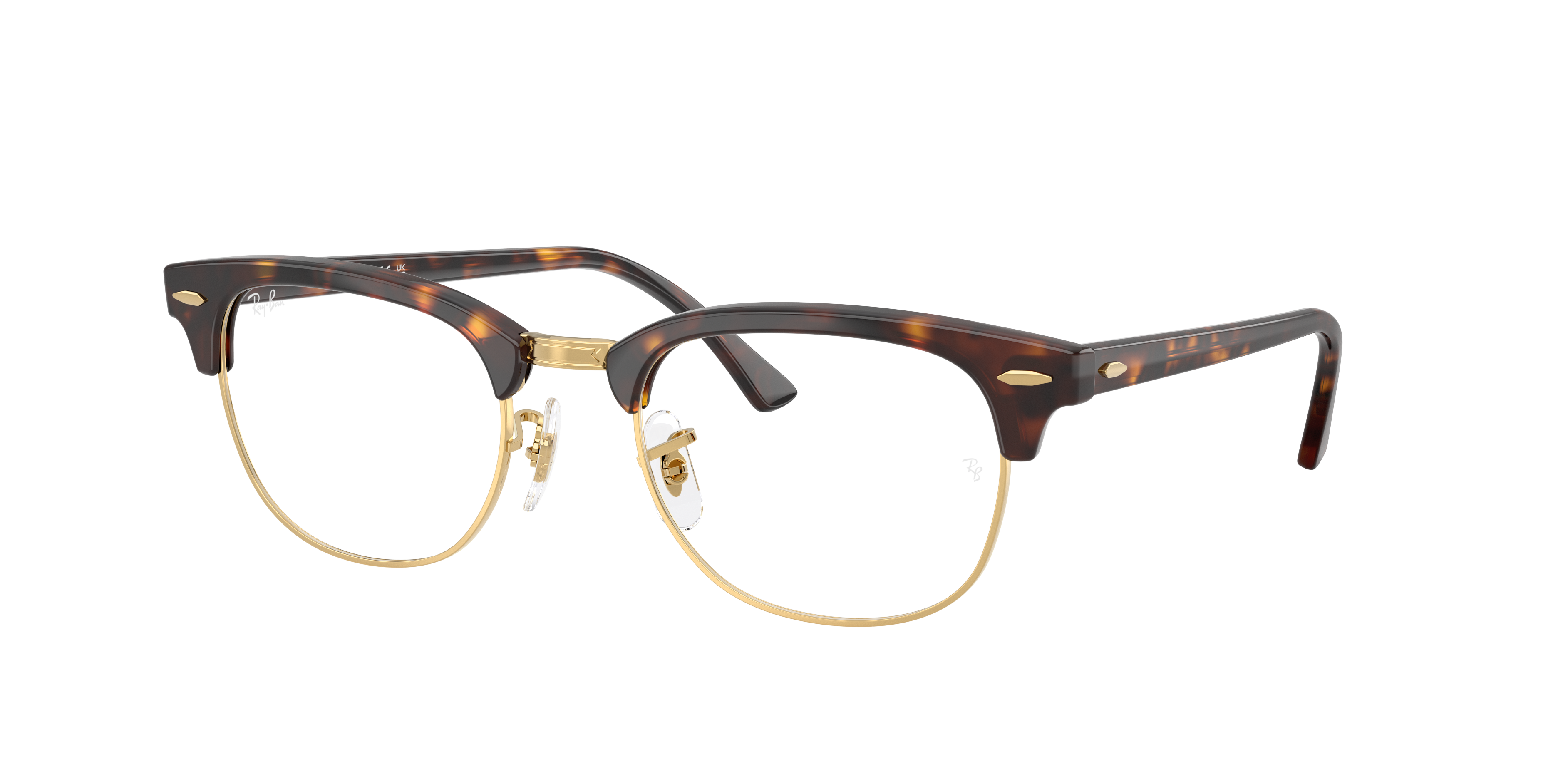 Ray-Ban Clubmaster RX5154 in Havana & Gold, three-quarter view #Colour_Havana & Gold