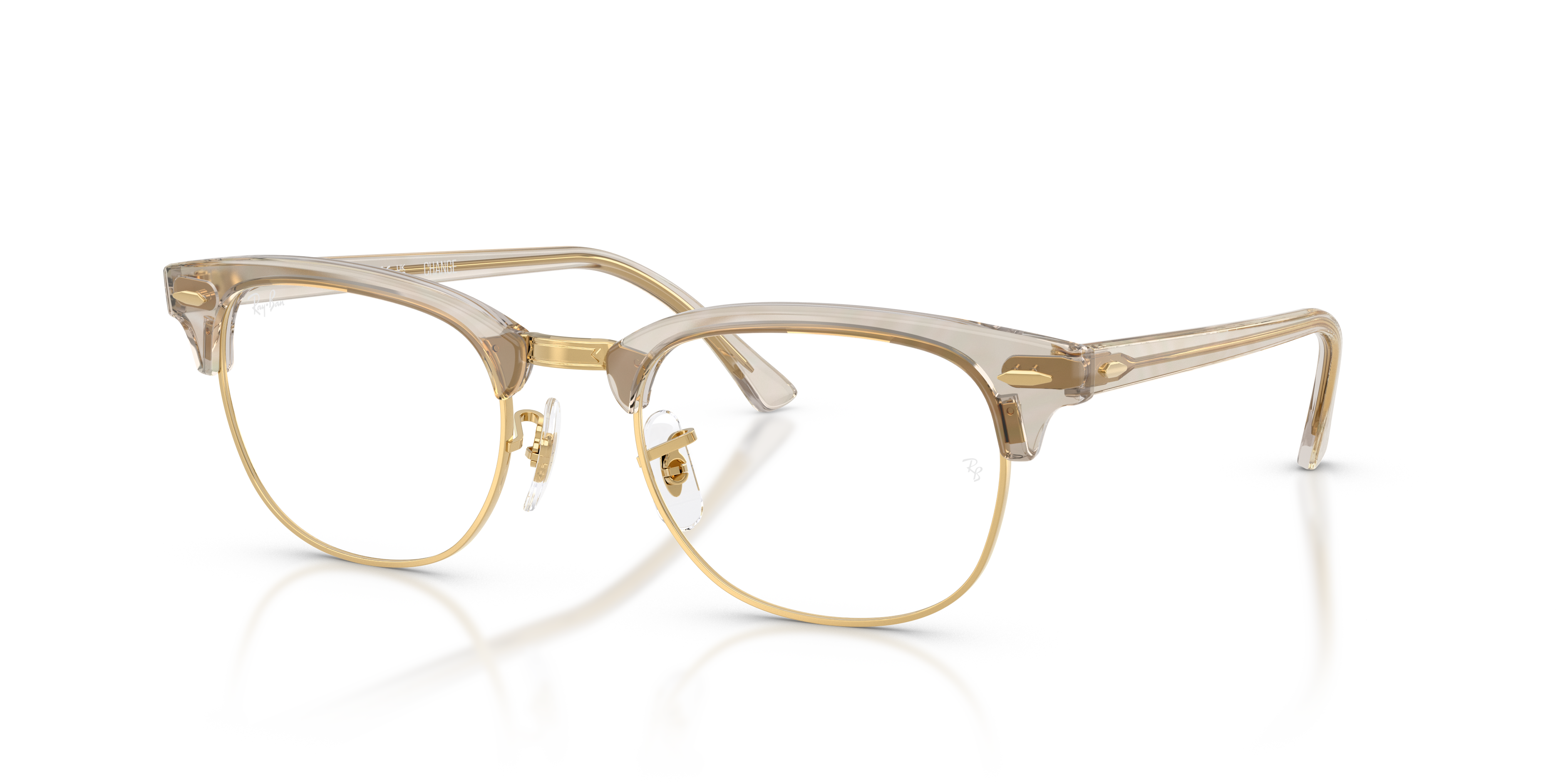 Ray-Ban Clubmaster RX5154 in Photo Waves Grey, three-quarter view #Colour_Photo Waves Grey