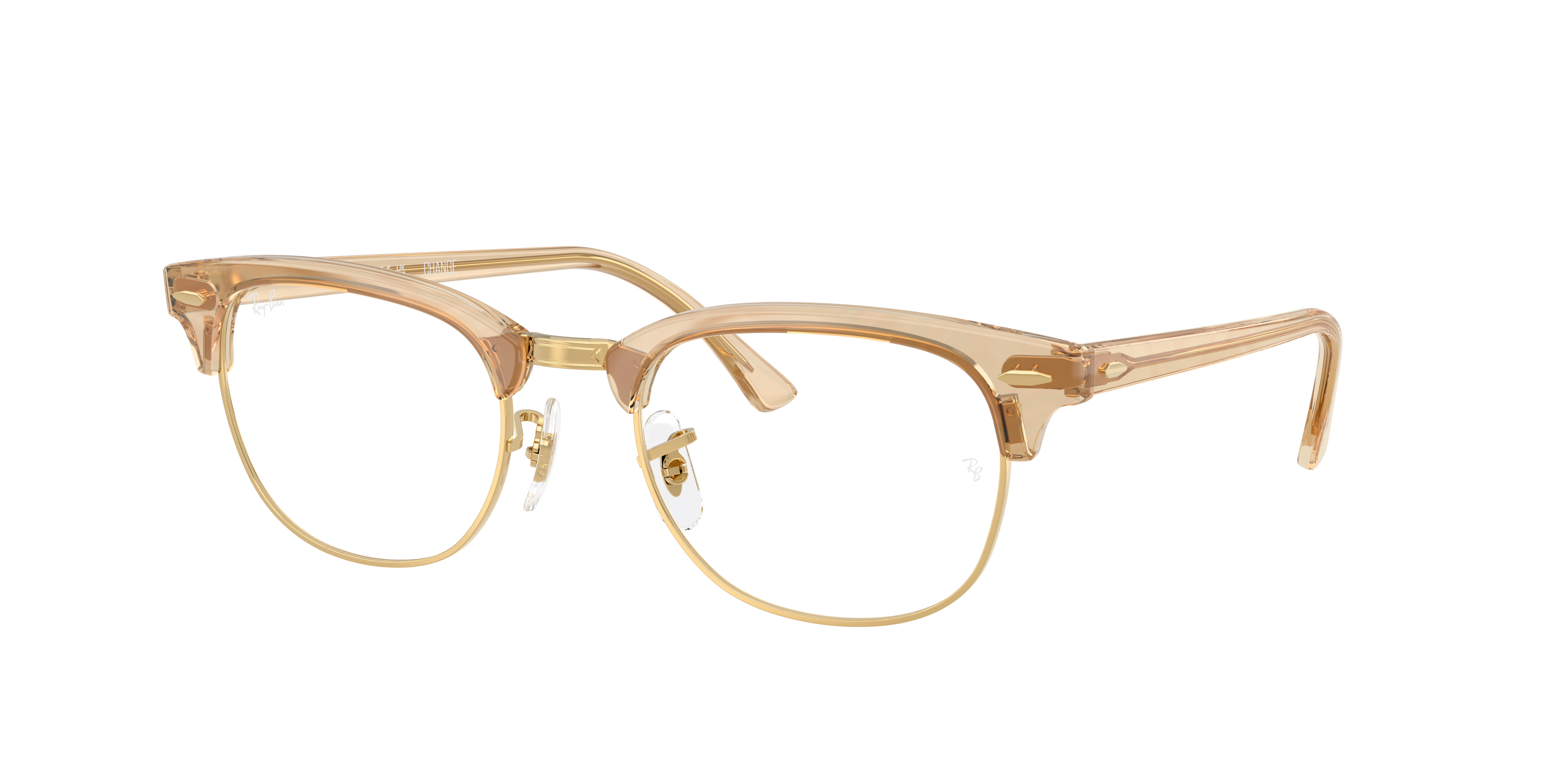 Ray-Ban Clubmaster RX5154 in Photo Waves Brown, three-quarter view #Colour_Photo Waves Brown