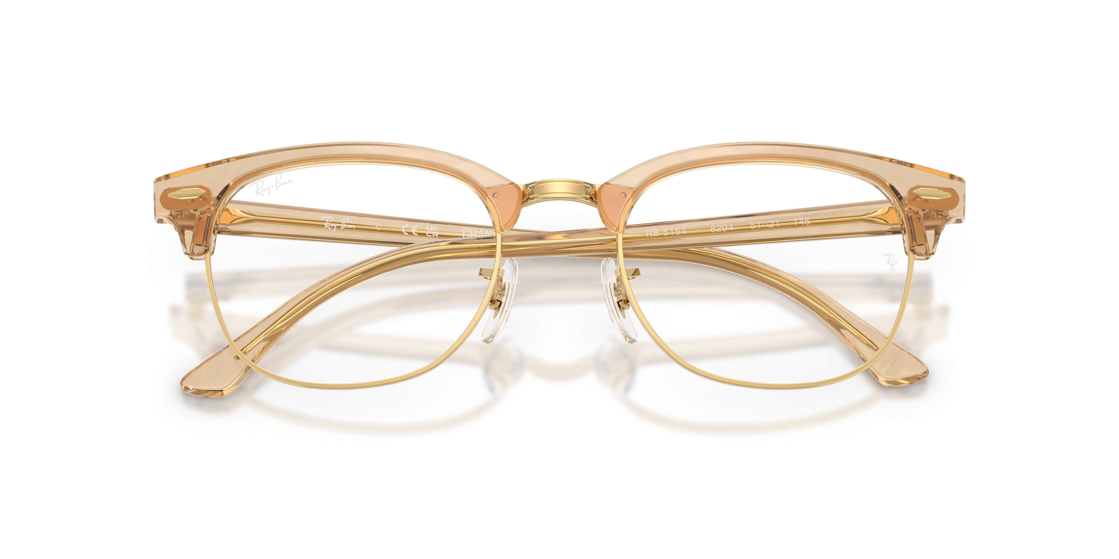 Ray-Ban Clubmaster RX5154 in Photo Waves Brown, front detail view #Colour_Photo Waves Brown