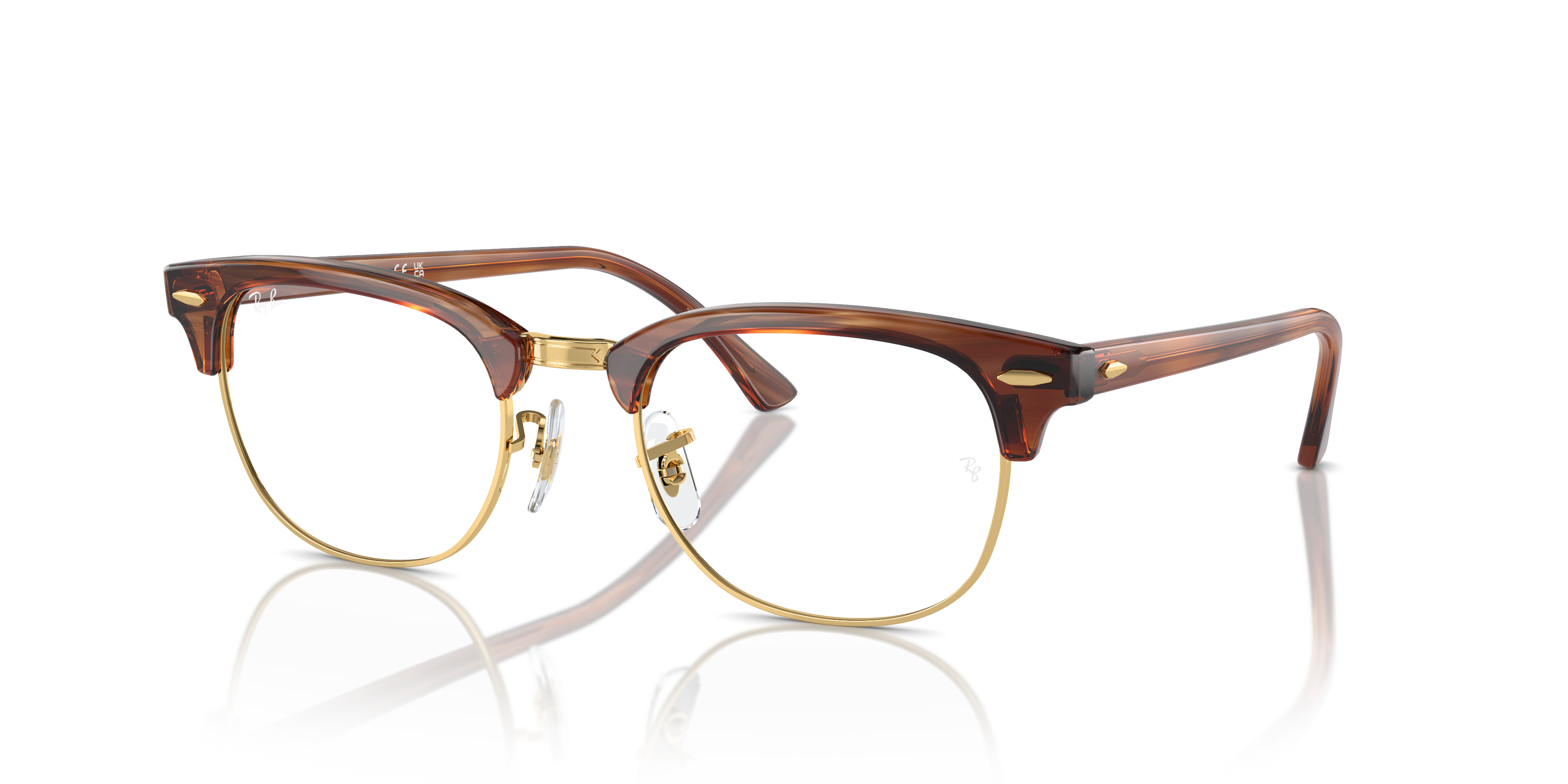 Ray-Ban Clubmaster RX5154 in Striped Brown, three-quarter view #Colour_Striped Brown