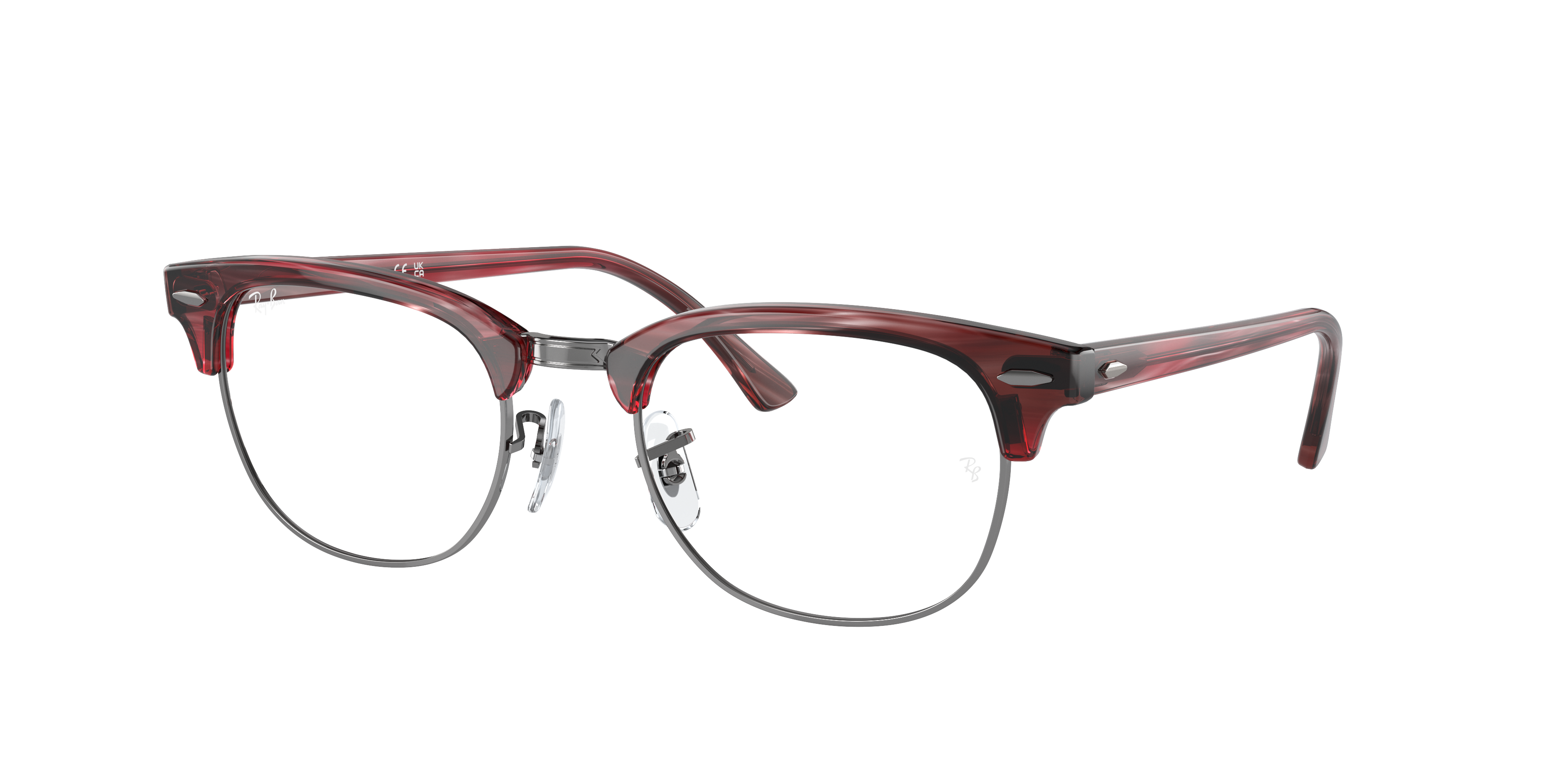 Ray-Ban Clubmaster RX5154 in Striped Red, three-quarter view #Colour_Striped Red