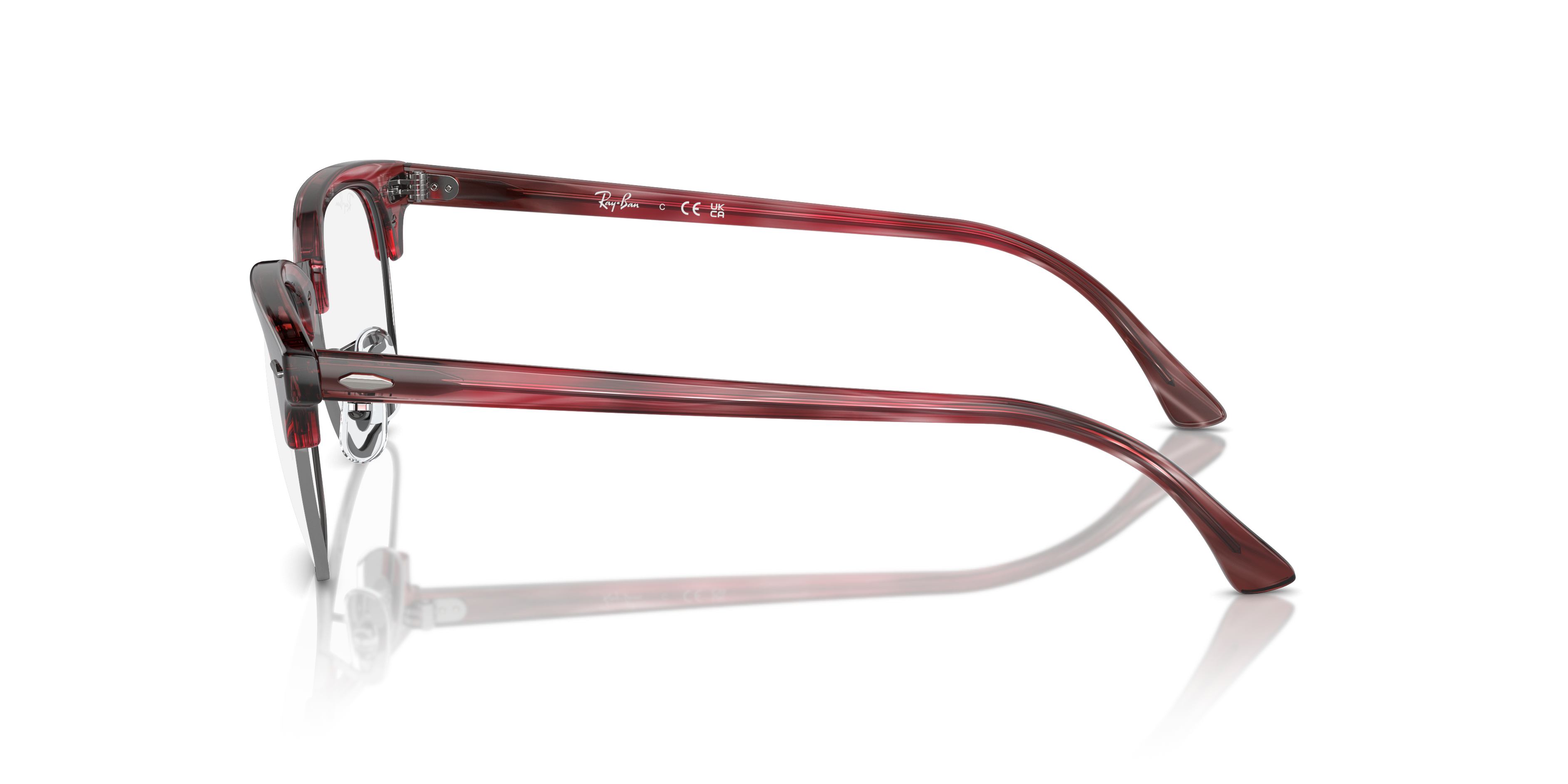 Ray-Ban Clubmaster RX5154 in Striped Red, side view #Colour_Striped Red