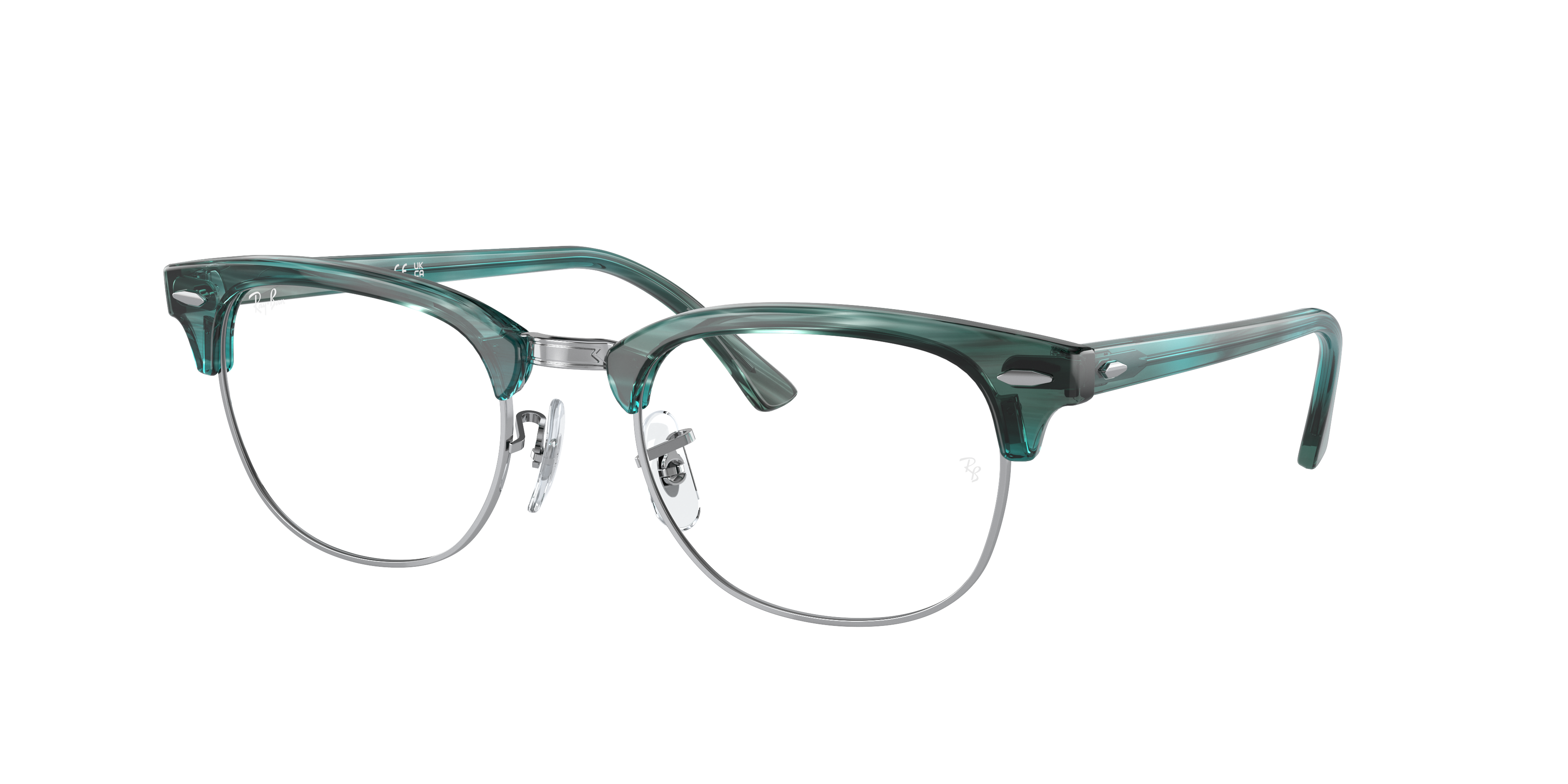 Ray-Ban Clubmaster RX5154 in Striped Green, three-quarter view #Colour_Striped Green