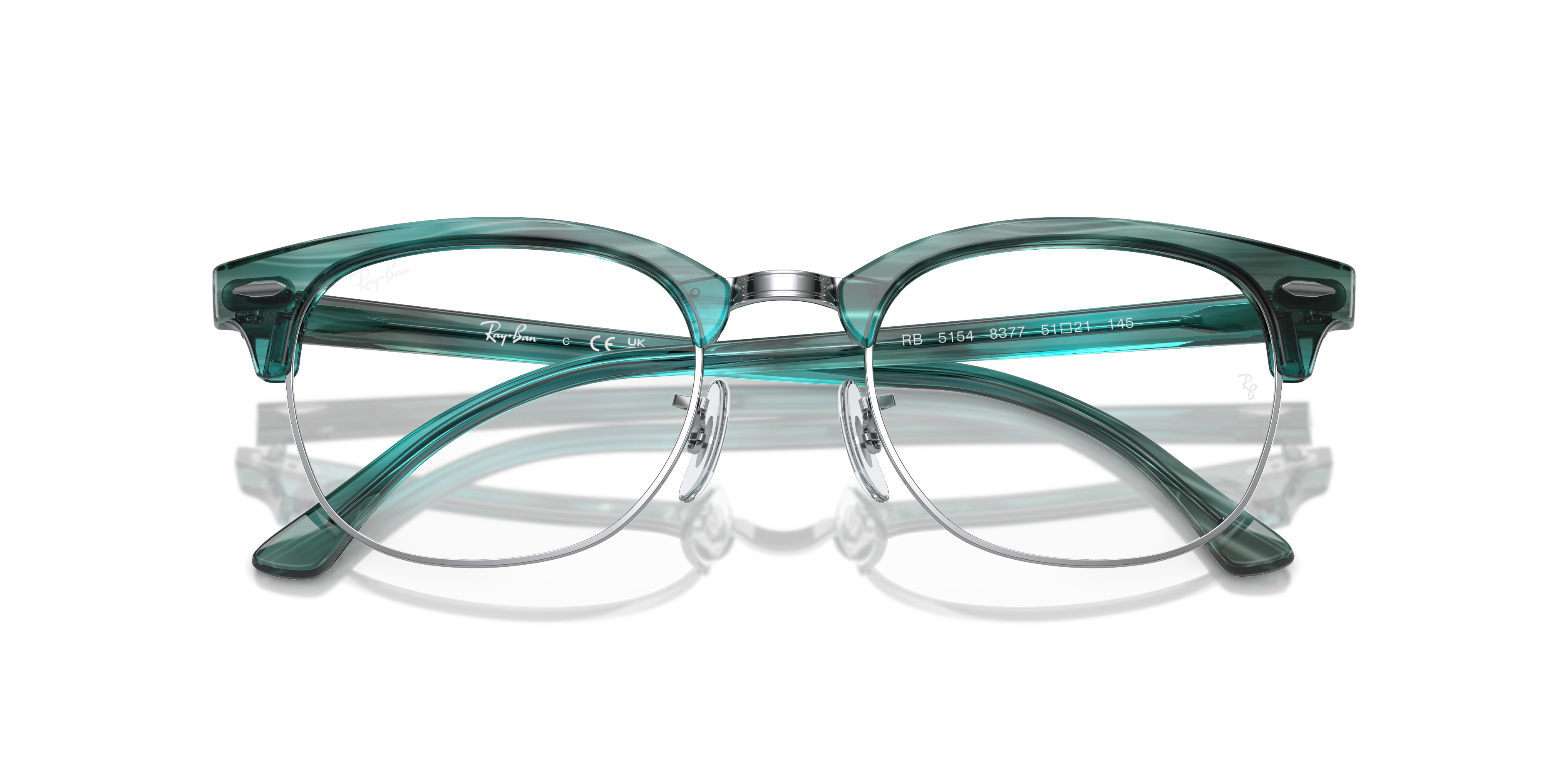 Ray-Ban Clubmaster RX5154 in Striped Green, front detail view #Colour_Striped Green