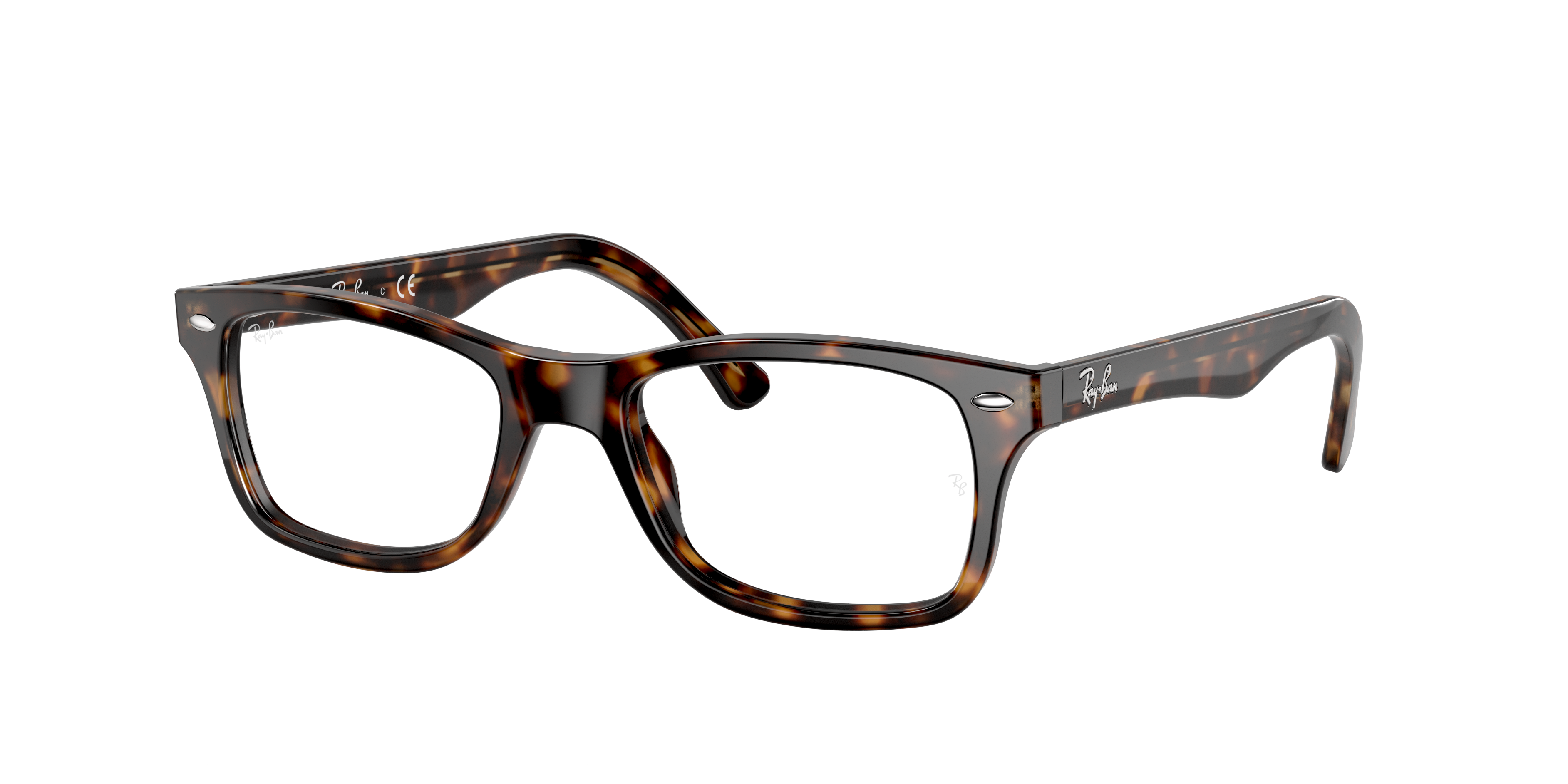Ray-Ban RX5228 in Dark Havana, three-quarter view #Colour_Dark Havana