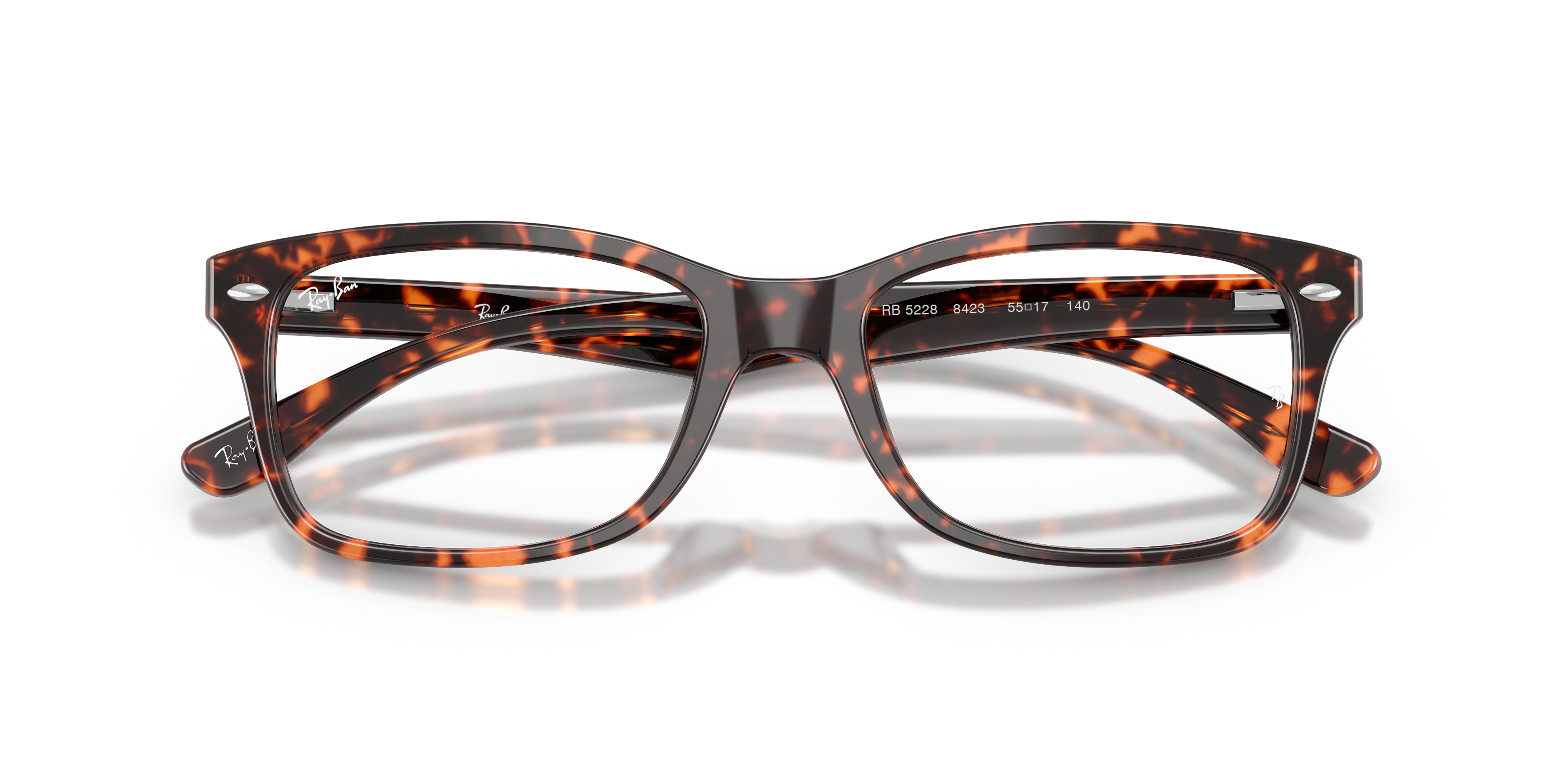 Ray-Ban RX5228 in Havana Red Tortoiseshell, front detail view #Colour_Havana Red Tortoiseshell