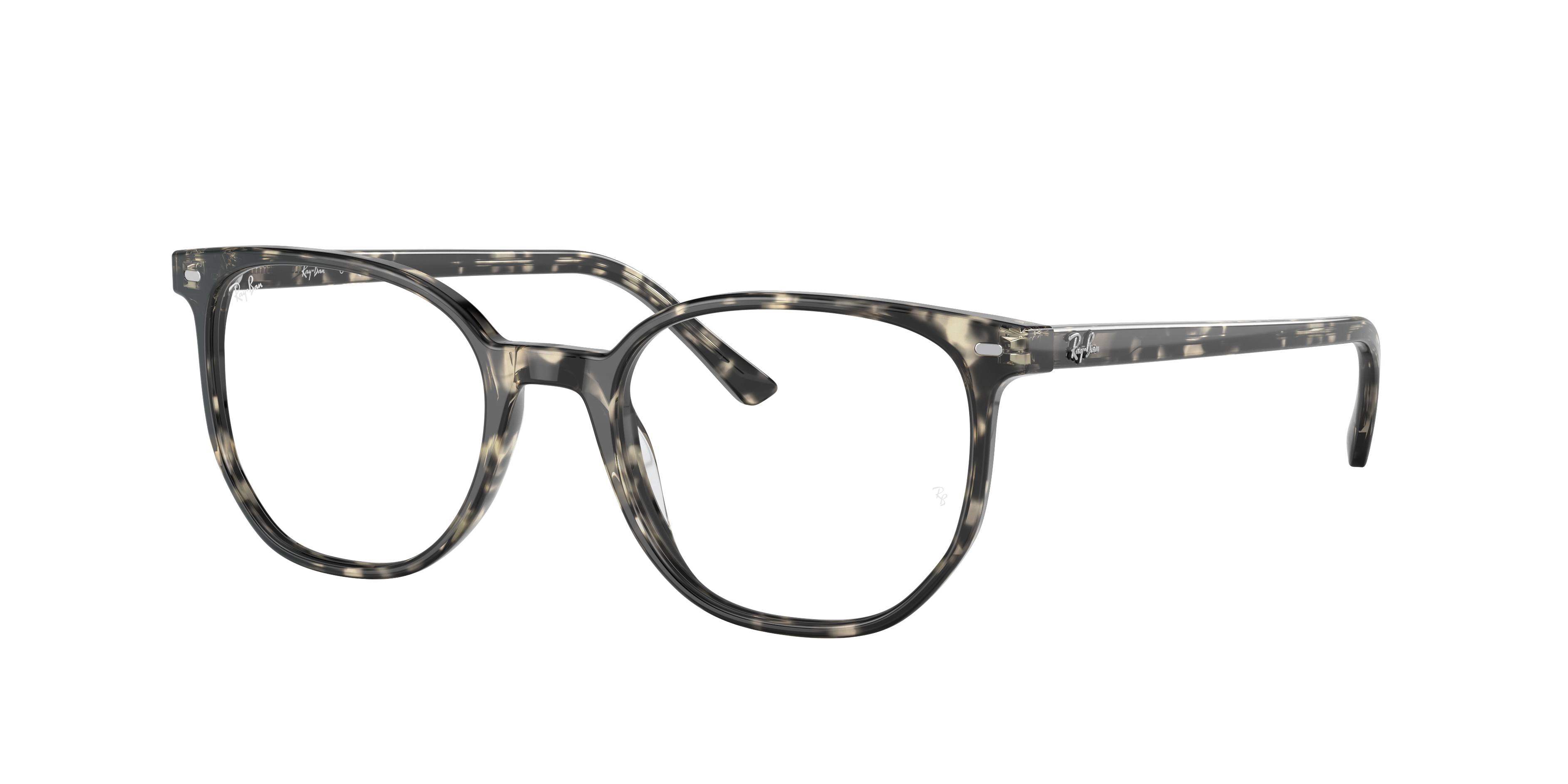 Ray-Ban Elliot RX5397 in Grey Havana, three-quarter view #Colour_Grey Havana