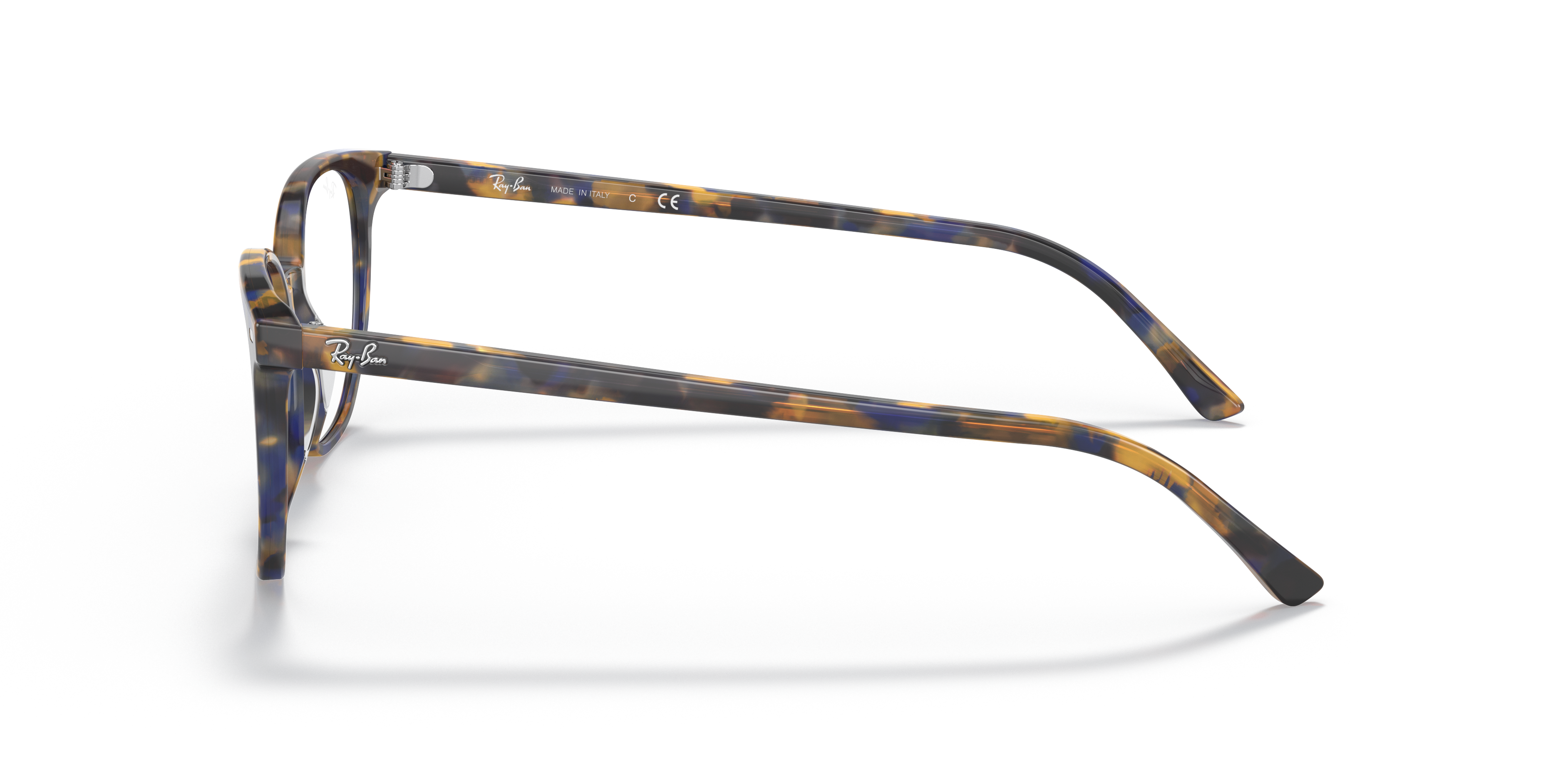 Ray-Ban Elliot RX5397 in Yellow & Blue Havana, side view #Colour_Yellow & Blue Havana