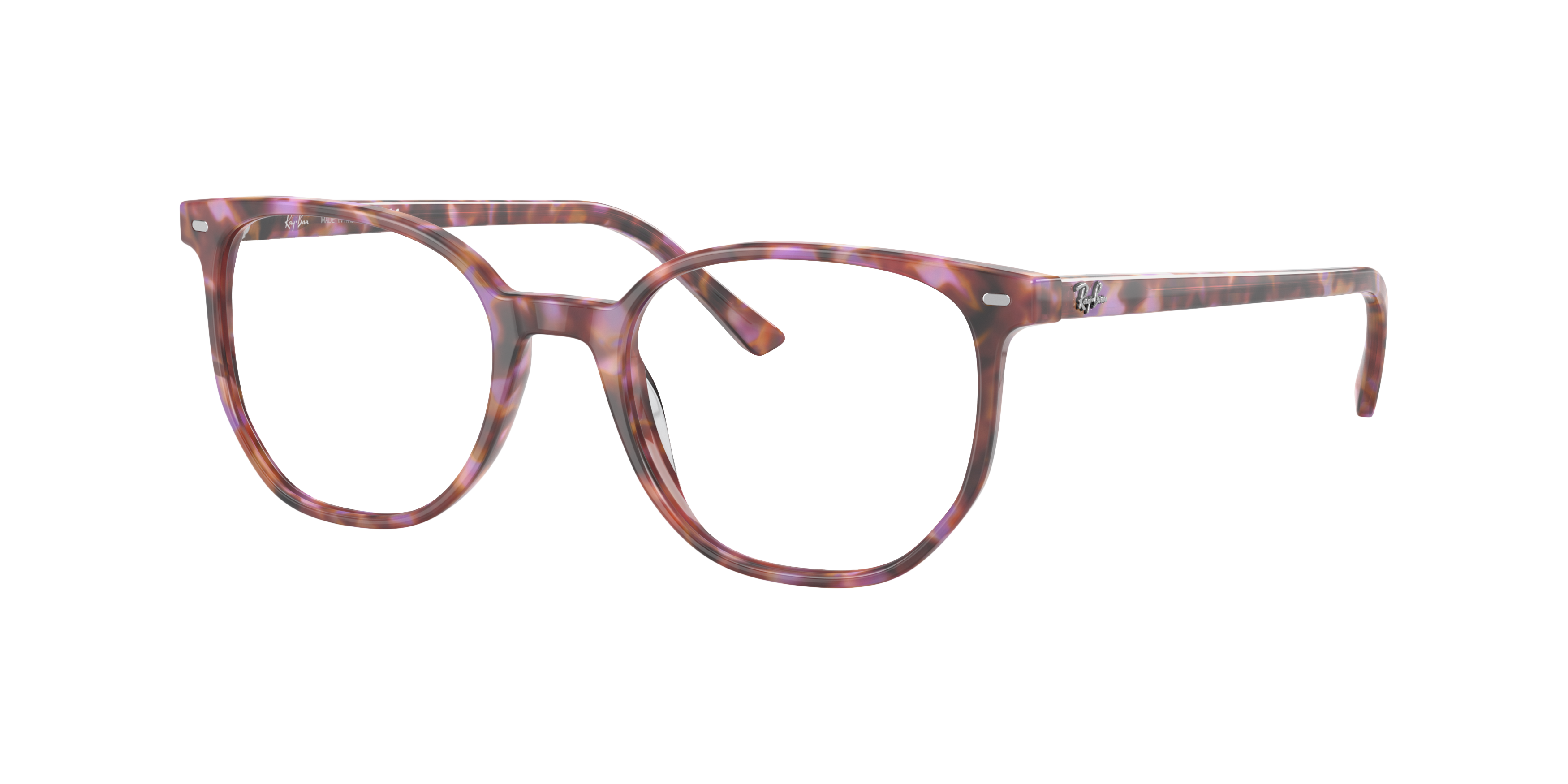 Ray-Ban Elliot RX5397 in Brown & Violet Havana, three-quarter view #Colour_Brown & Violet Havana