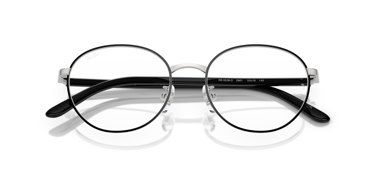 Ray-Ban RB6538D in Black On Silver, front detail view #Colour_Black On Silver (2861)