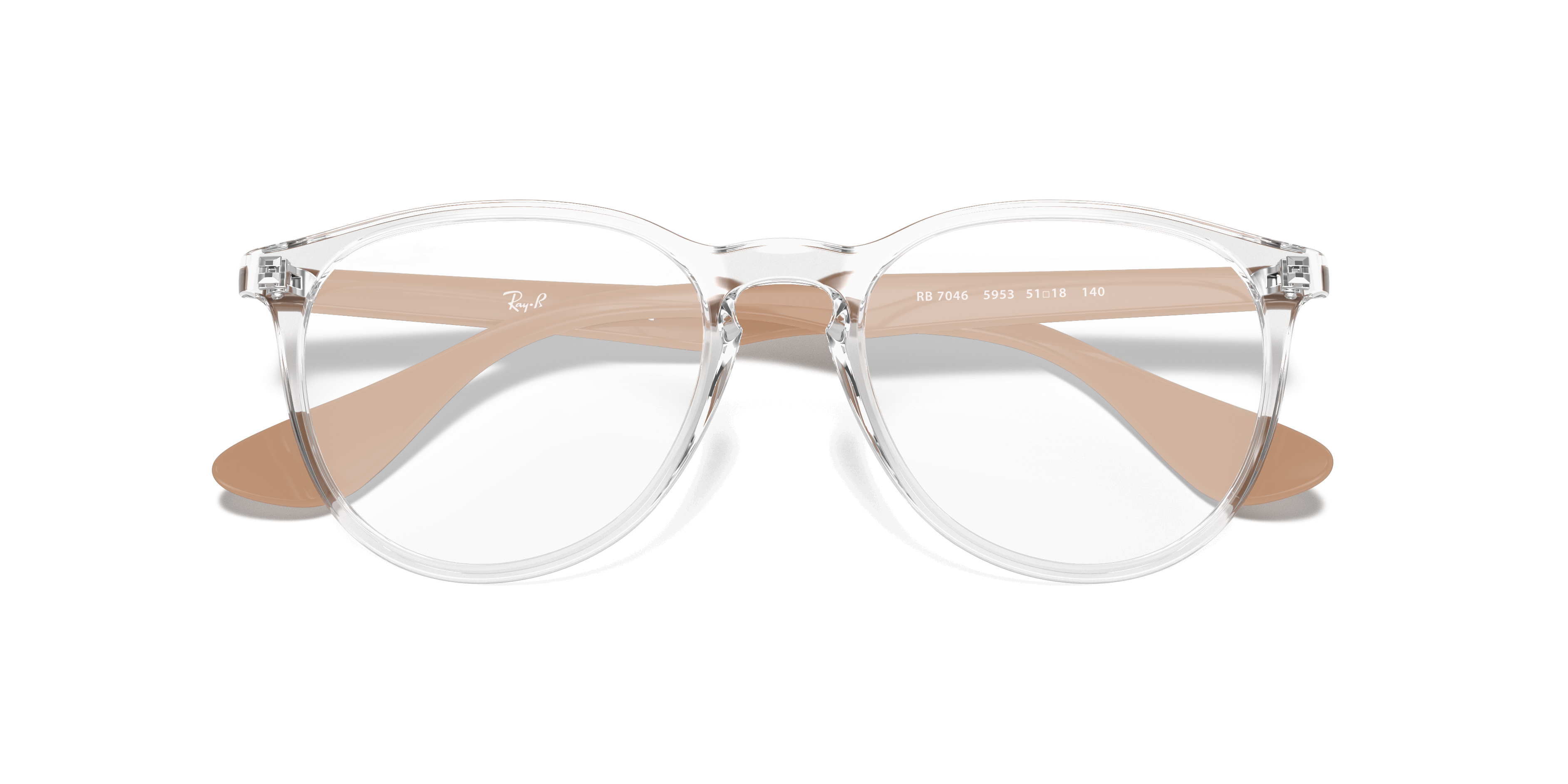Ray-Ban Erika RX7046 in Transparent, front detail view #Colour_Transparent