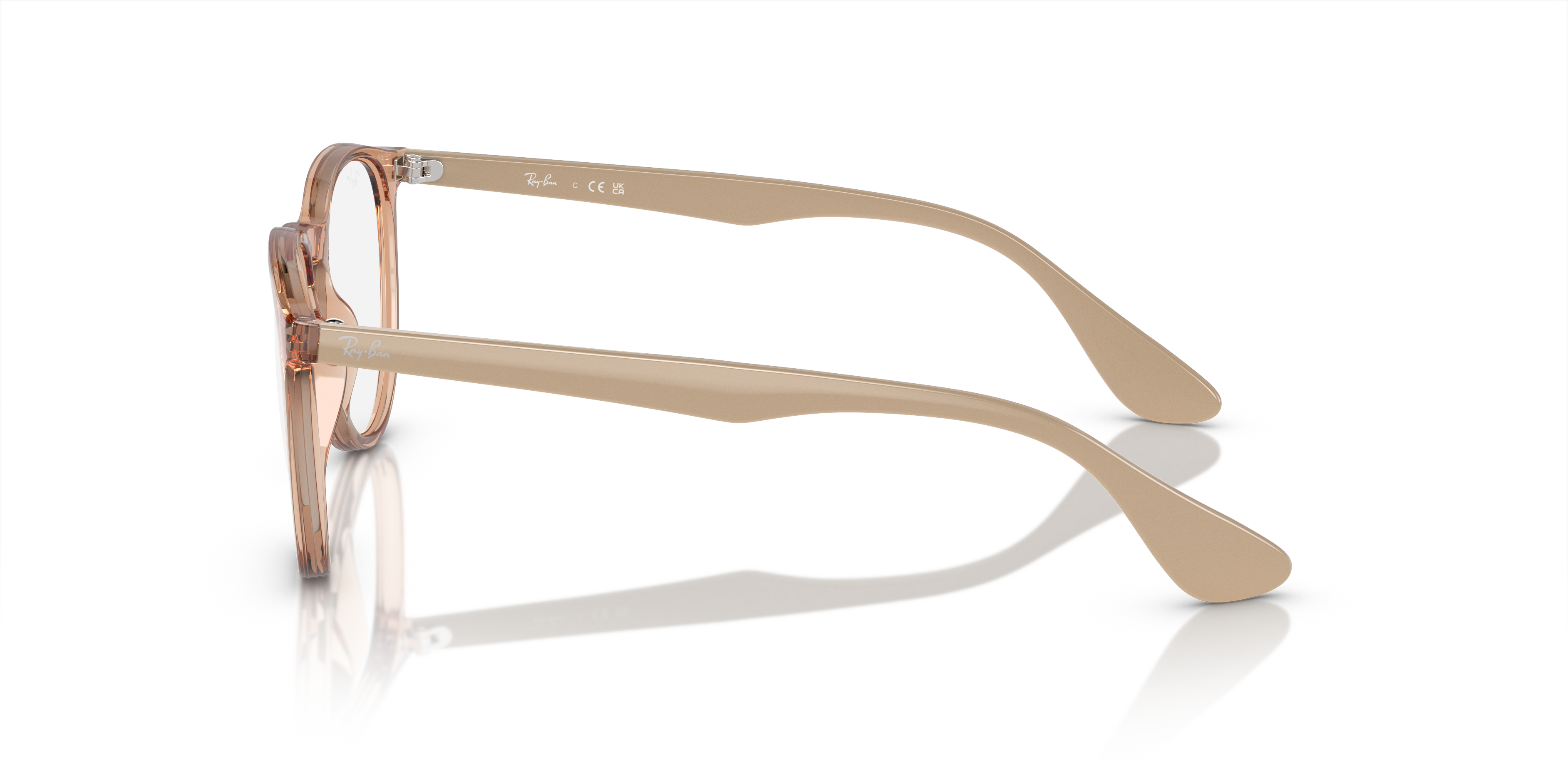 Ray-Ban Erika RX7046 in Transparent Brown, side view #Colour_Transparent Brown