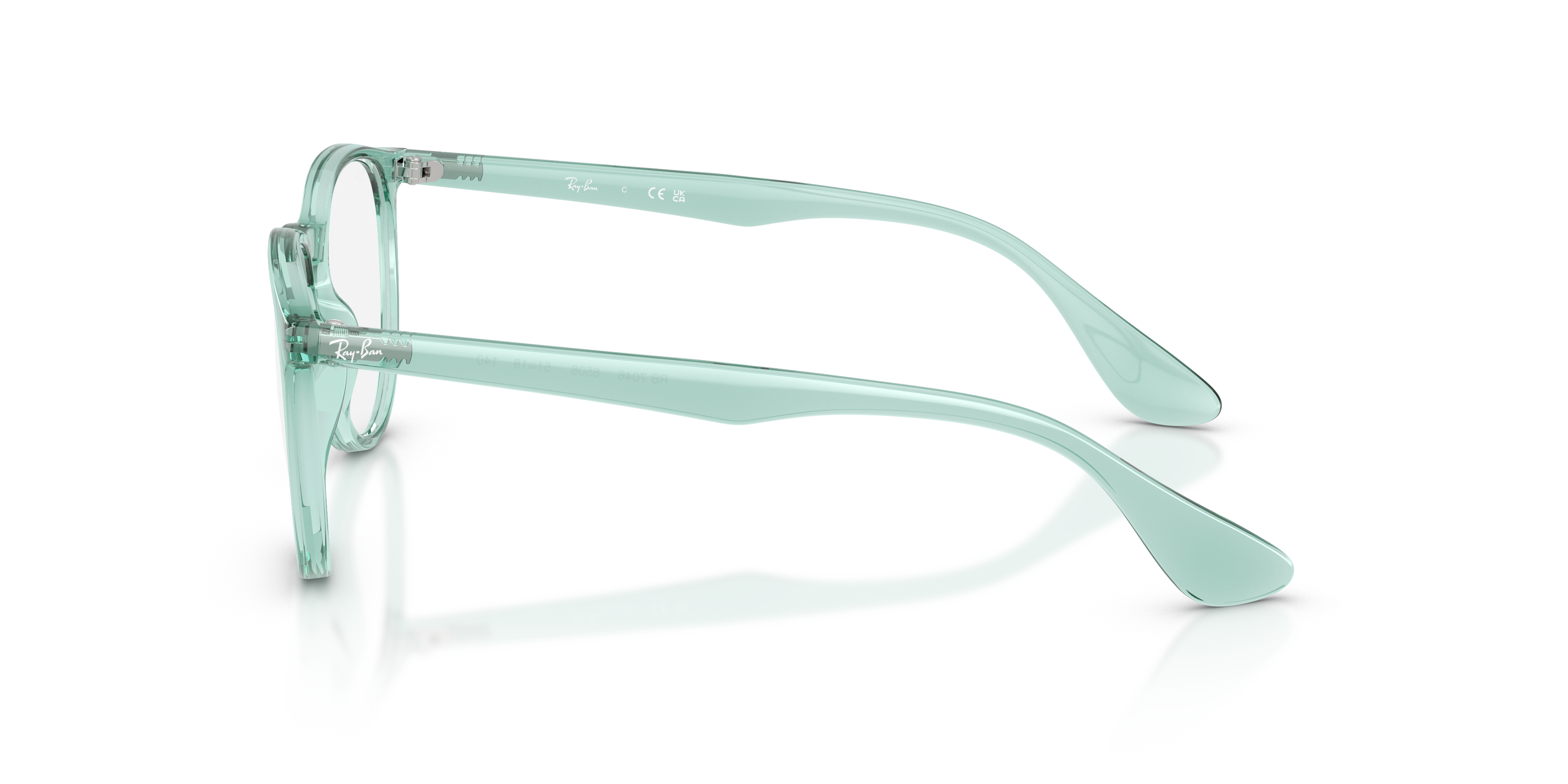 Ray-Ban Erika RX7046 in Transparent Green, side view #Colour_Transparent Green