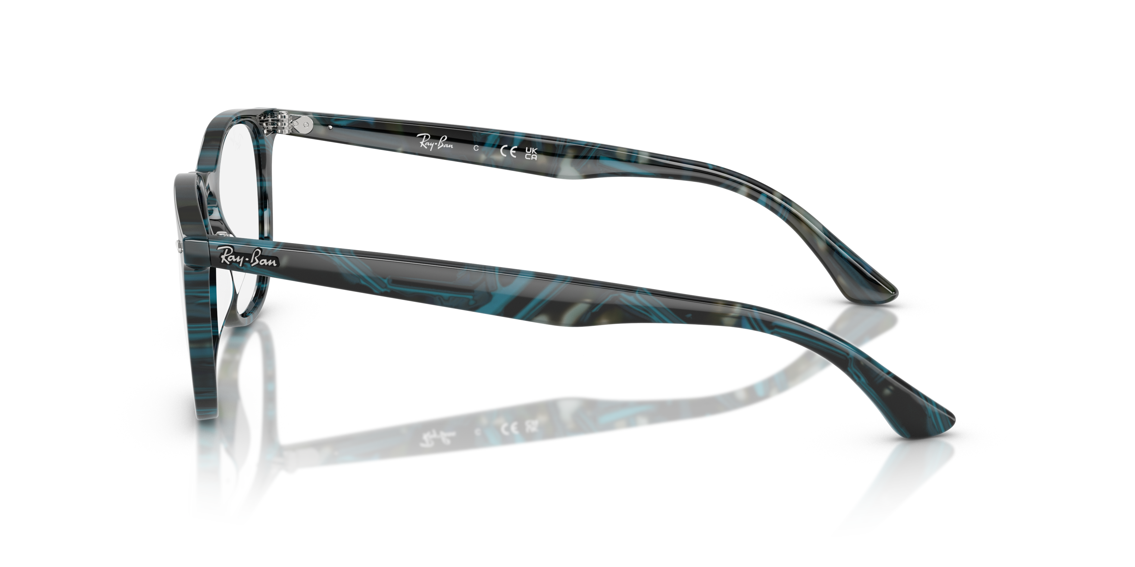 Ray-Ban RX7159 - Transparent Fantasy Blue & Grey, side view #Colour_Transparent Fantasy Blue & Grey
