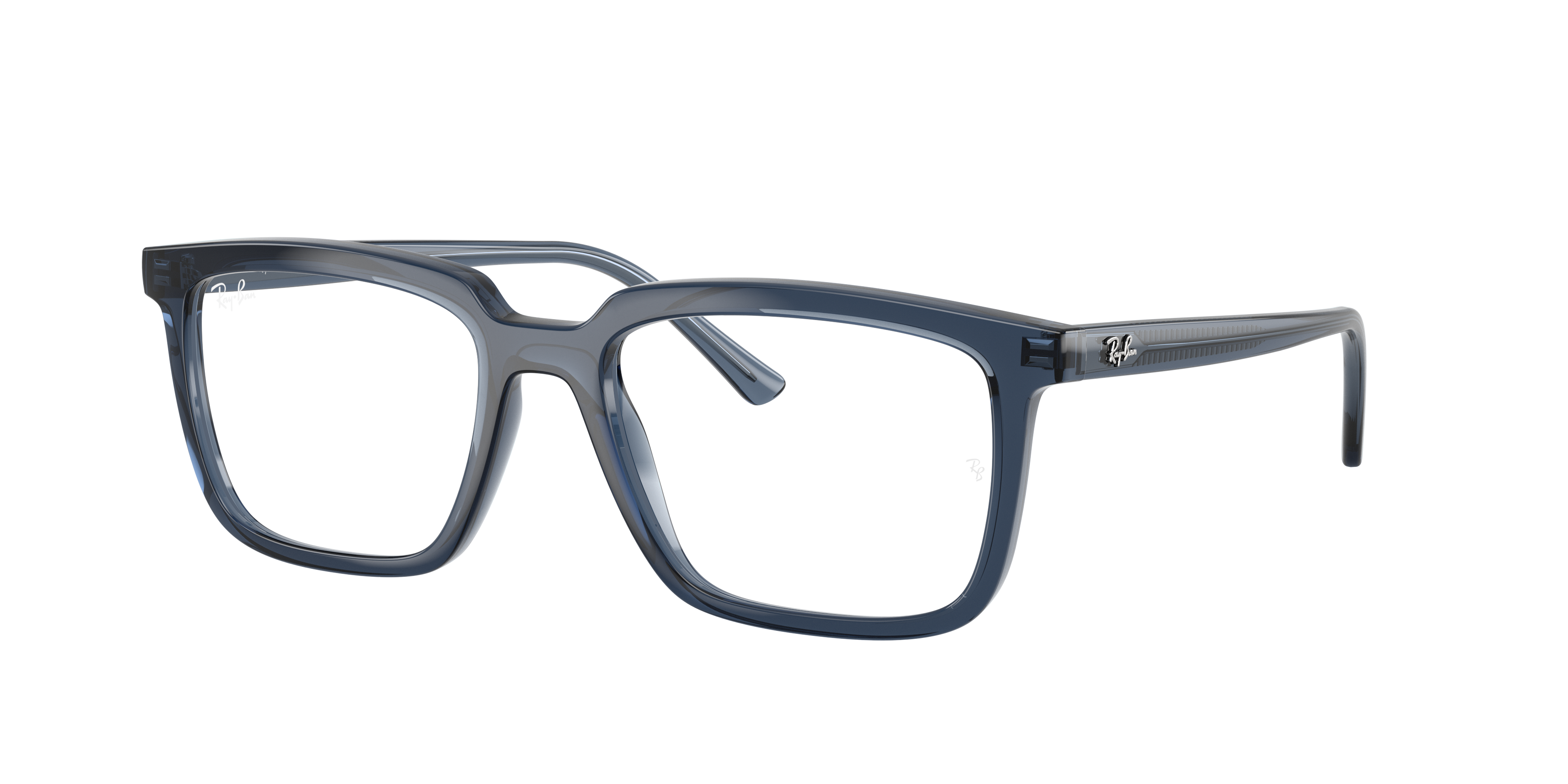 Ray-Ban Alain RX7239 - Transparent Blue, three-quarter view #Colour_Transparent Blue