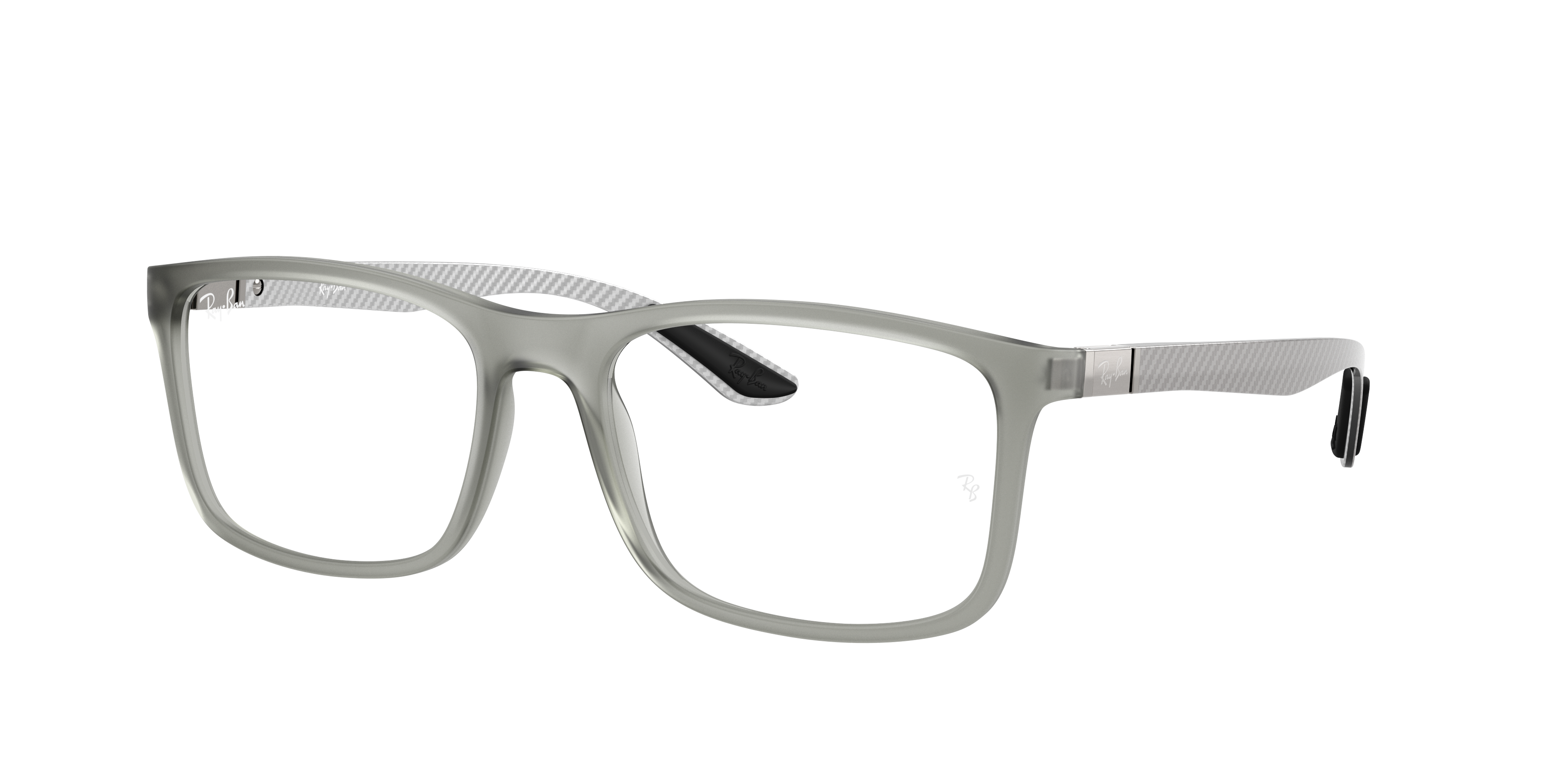 Ray-Ban RX8908 - Matte Transparent Grey, three-quarter view #Colour_Matte Transparent Grey