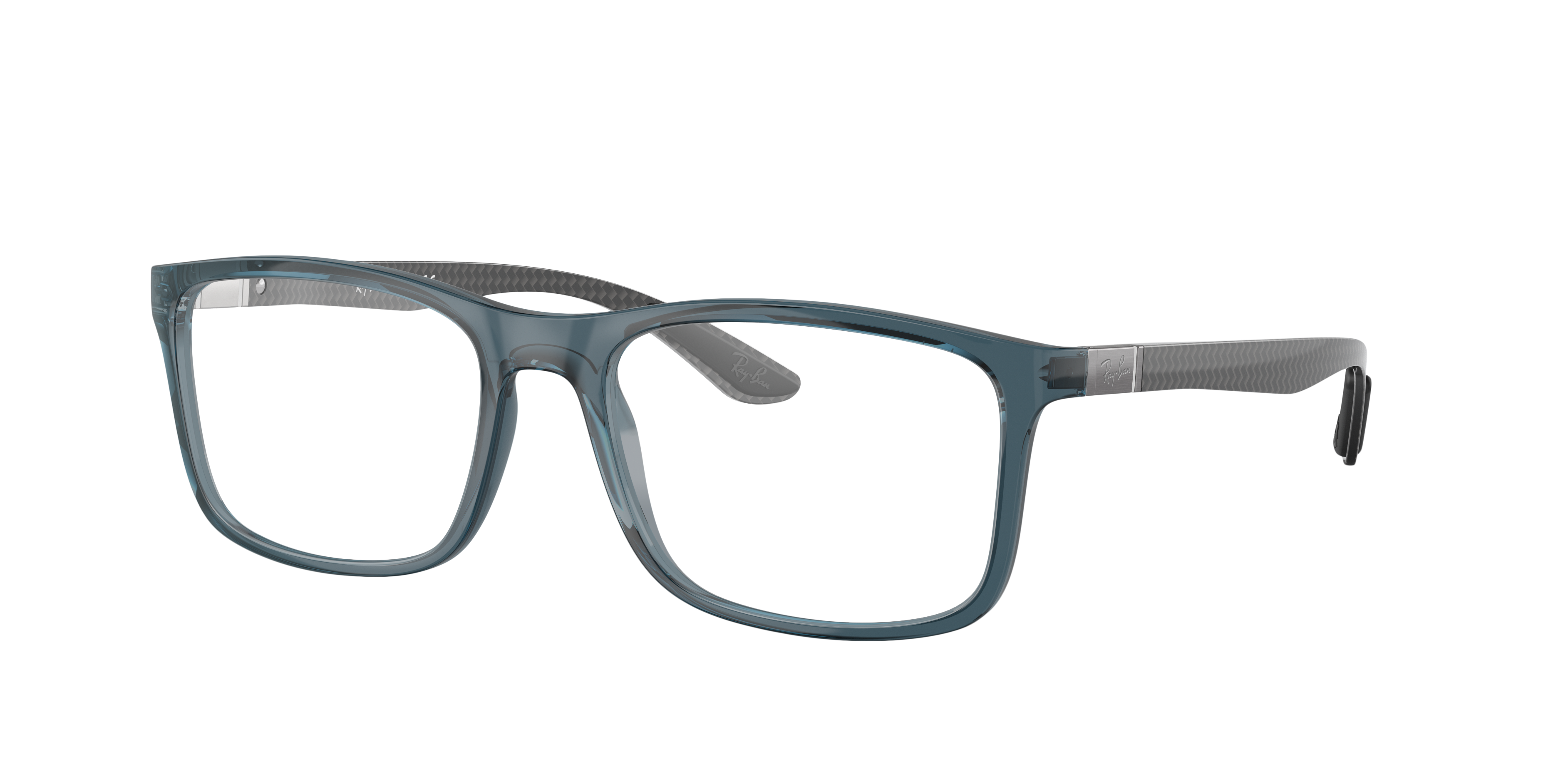 Ray-Ban RX8908 - Transparent Blue, three-quarter view #Colour_Transparent Blue