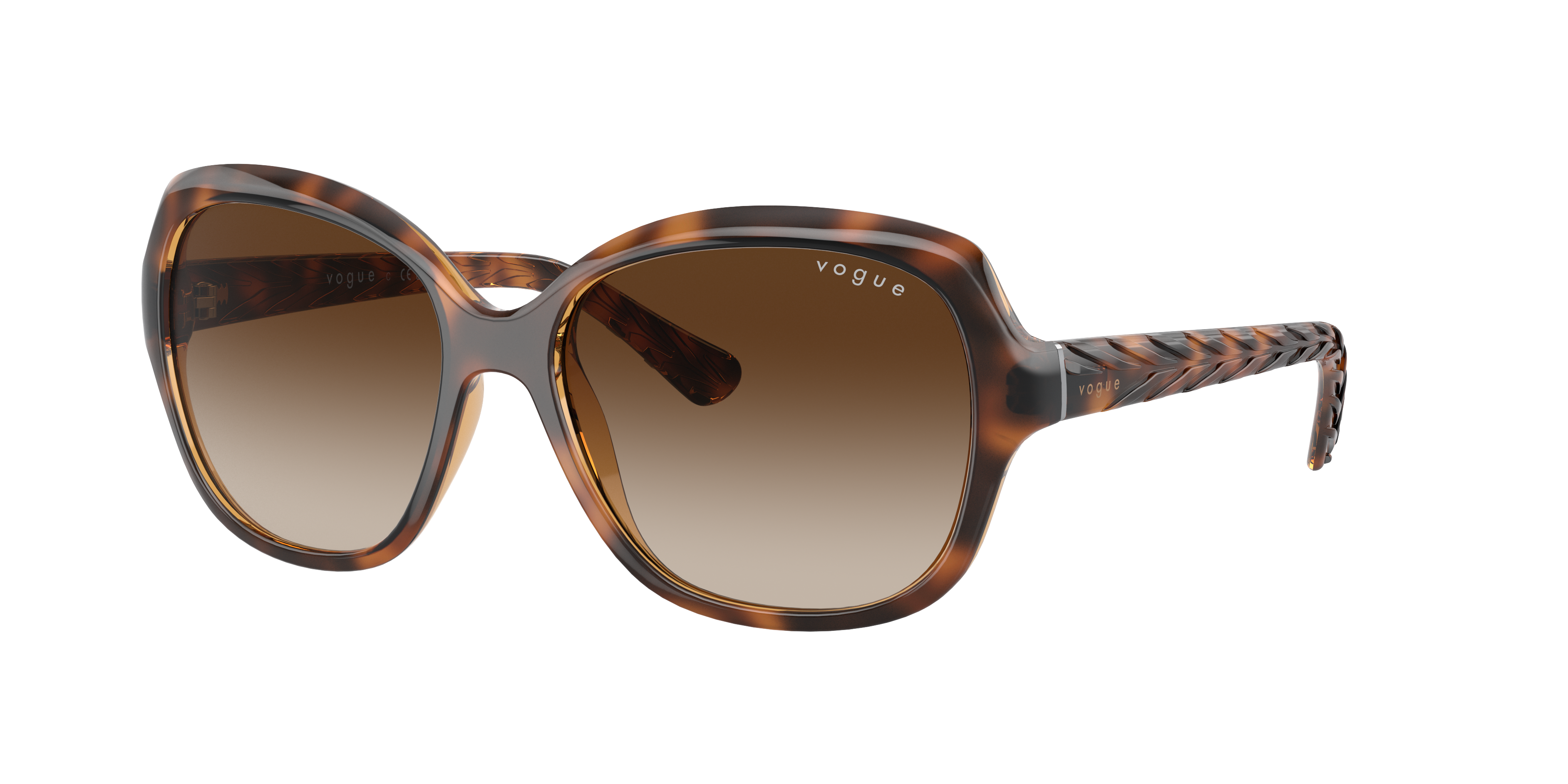 Vogue Eyewear VO2871S in Striped Dark Havana, three-quarter view #Colour_Striped Dark Havana